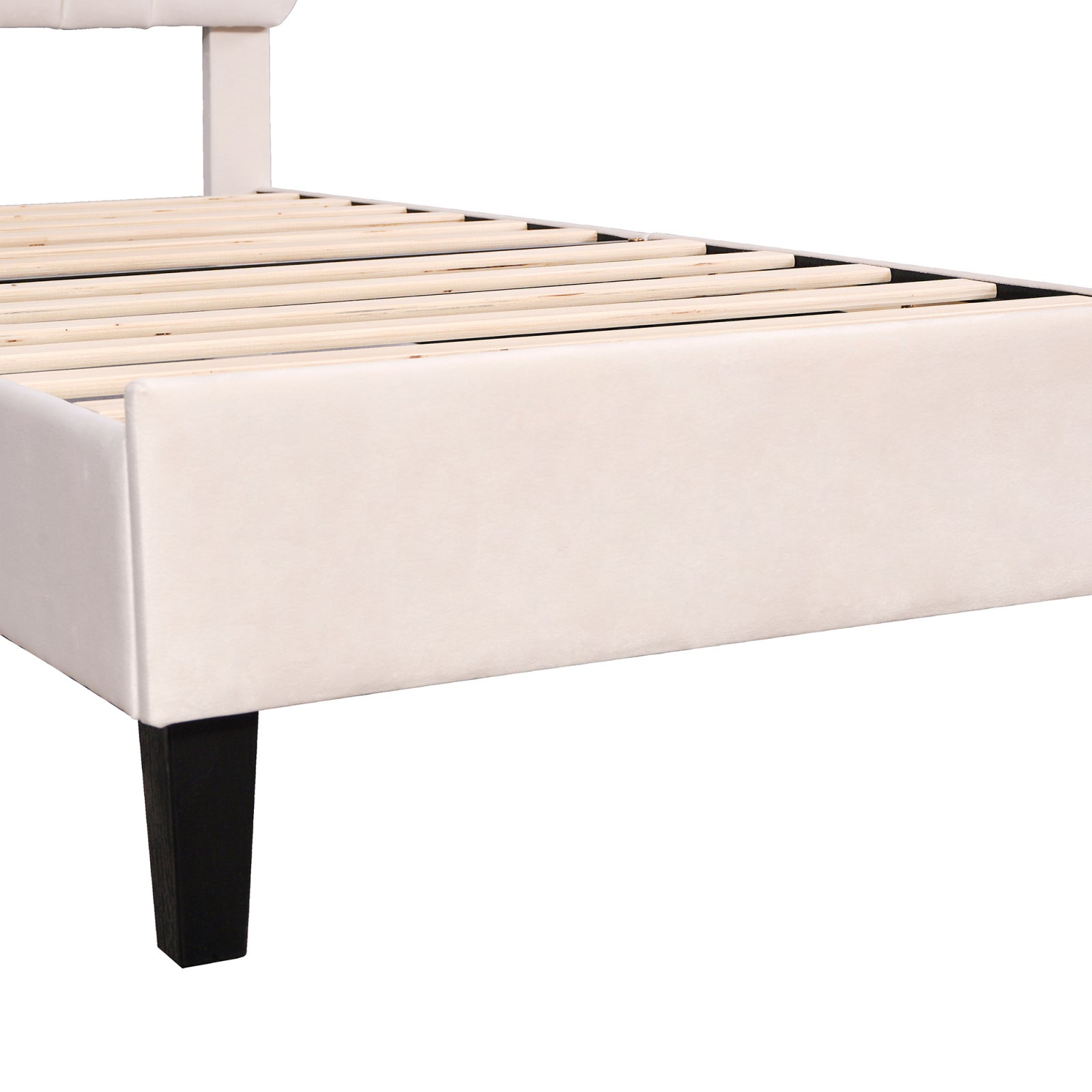 Cama individual 90x200 cm de terciopelo, cabecero en forma de flor, somier de láminas, cama infantil acolchada estilo escandinavo beige - 9