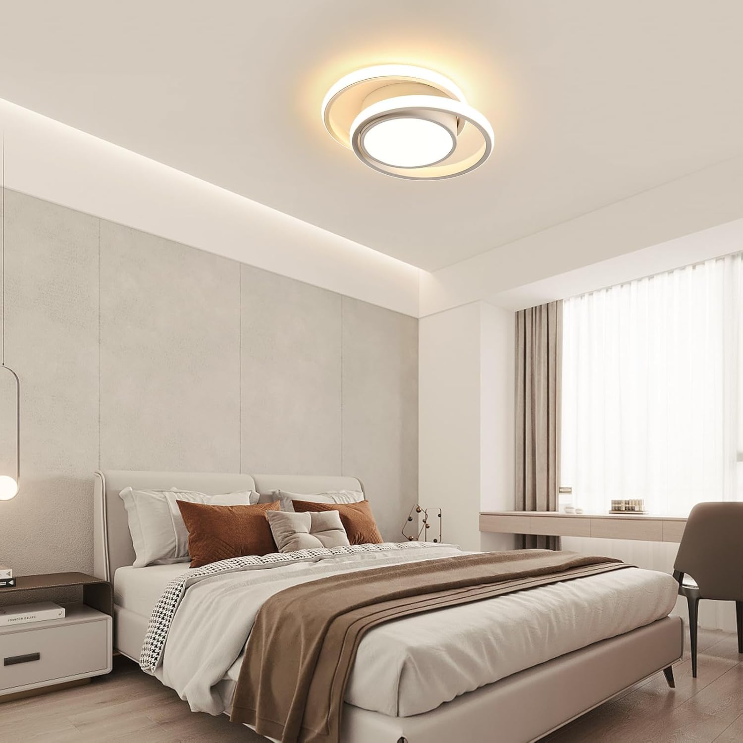 COMELY 2 Pièces Plafonniers LED Moderne pour Chambre, Cuisine, Couloir, 36W Luminaire Plafond, Rond Lampe LED Plafond, Lumière Chaude 3000K, 28cm - 5