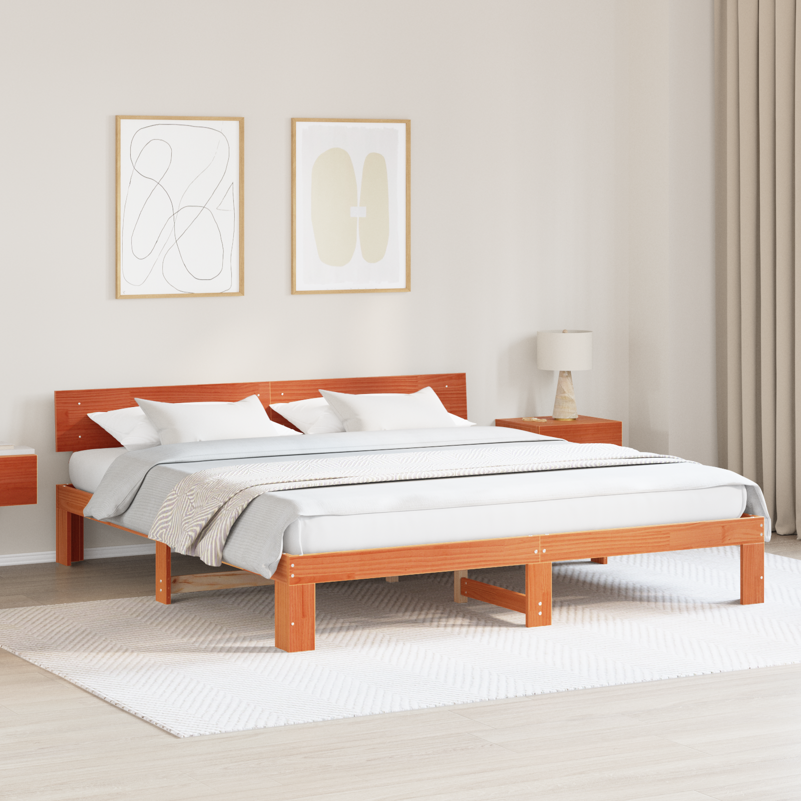 Ramka łóżka Woskowy Brąz 180 x 200 cm Lite drewno sosnowe vidaXL