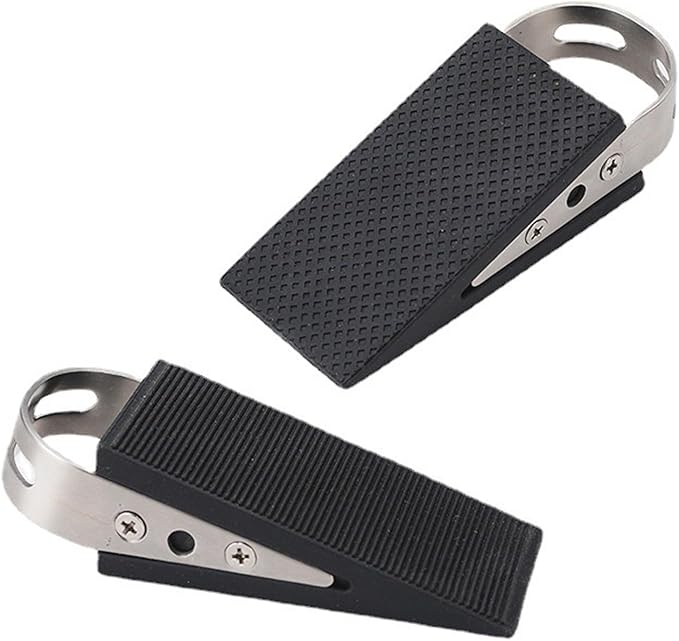 szt. miękkich klinów do drzwi, wytrzymałe, antypoślizgowe gumowe stopery do drzwi podłogowych, z uchwytem ze stali nierdzewnej, do płytek