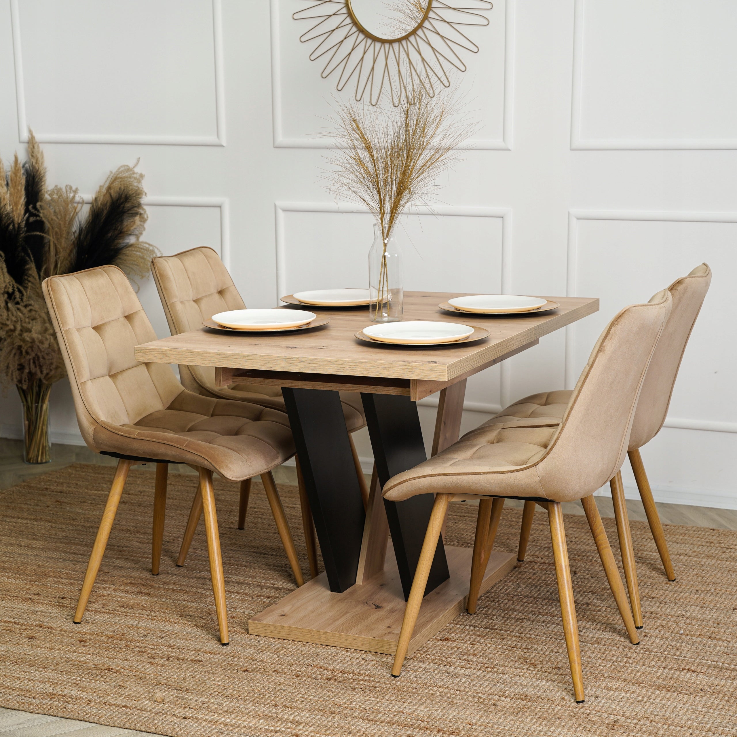 Stół Rozkładany Nowoczesny Salon Jadalnia Czarny Dąb Artisan CLARK 120/160 - 4