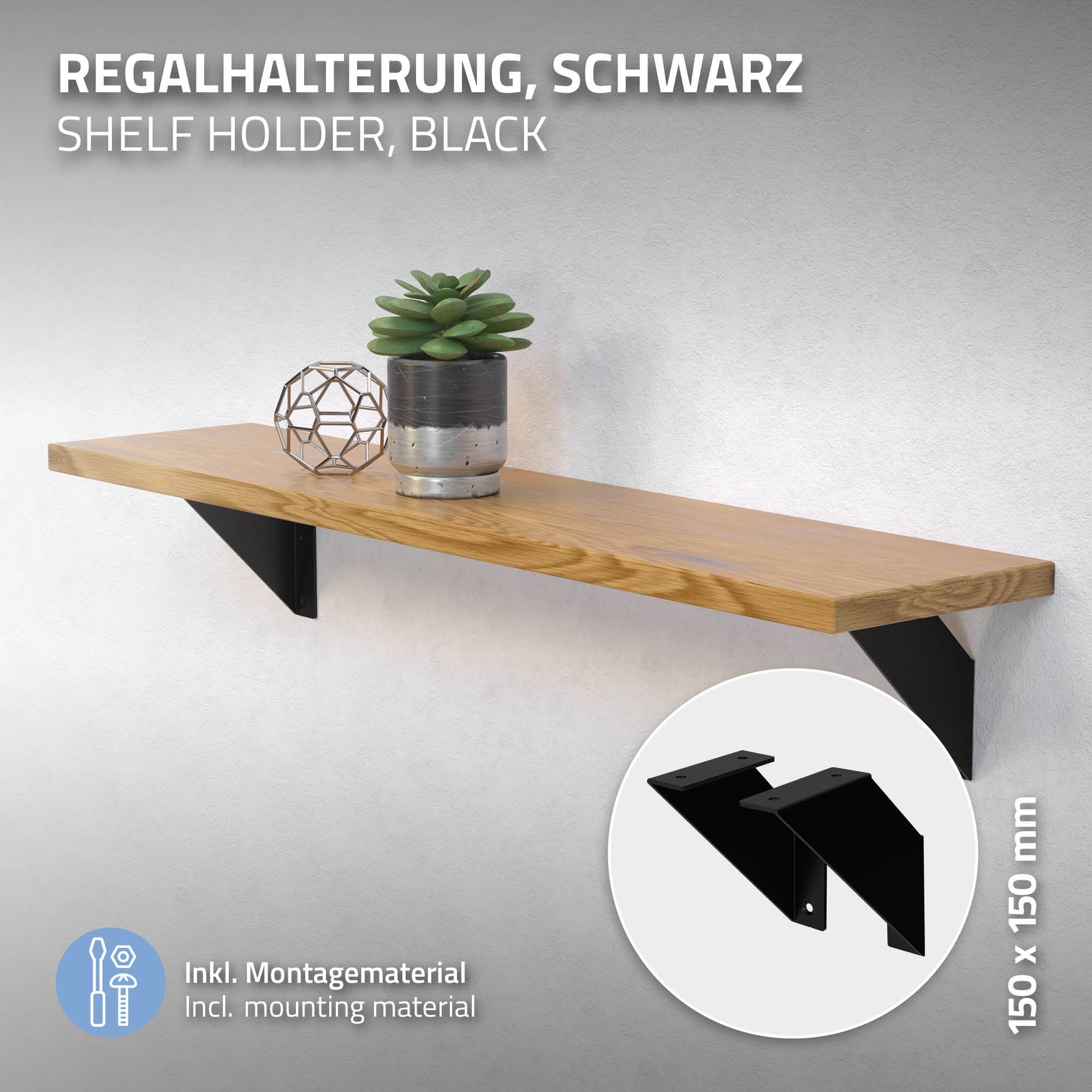 Lot De 4 Supports D'Étagère En L - Métal Invisible - 100 Mm - Noirs - Robustes