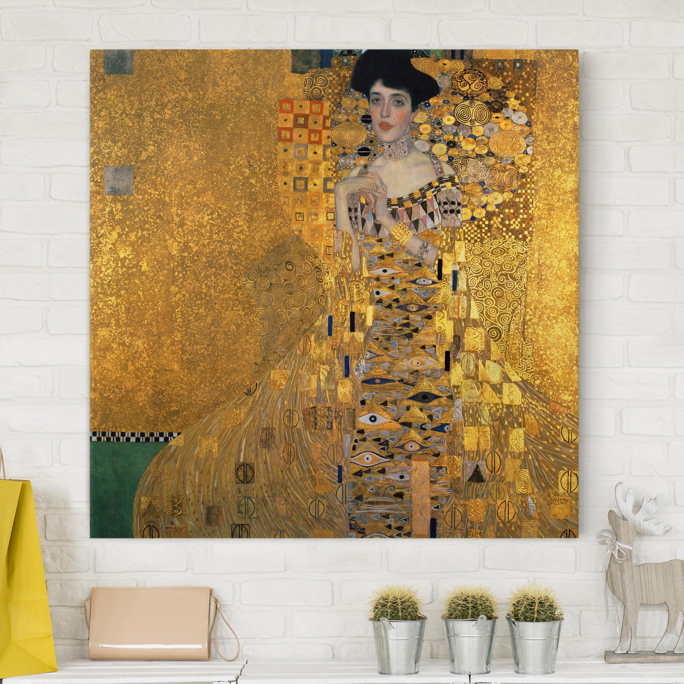 Lienzo cuadro en lienzo bastidor impresion en lienzo dorado gustav klimt pintura artista 98 dormitorio salón pasillo comedor 70 x 70 cm