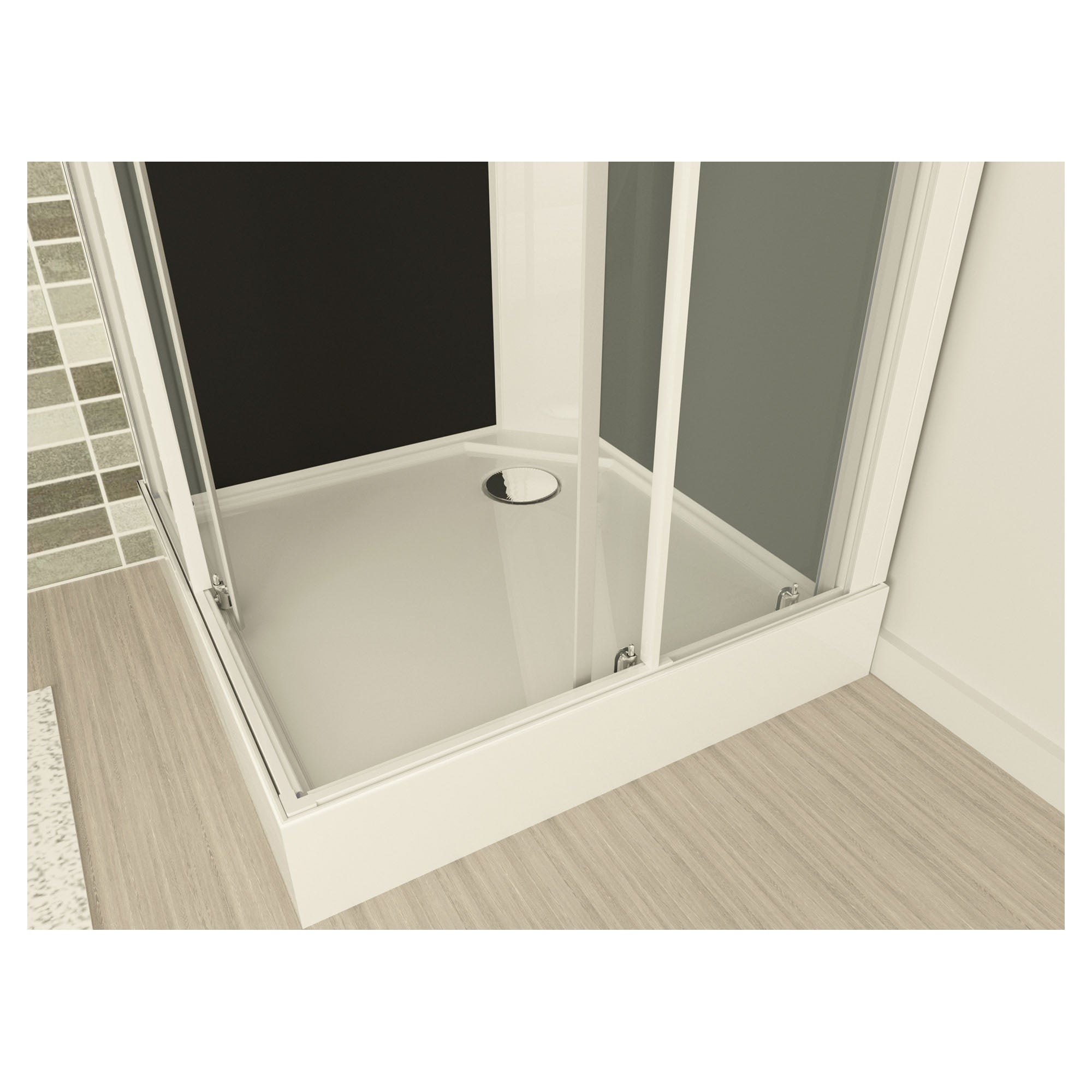 ONDEE - Cabina de ducha MELIA - Montaje sin silicona - 80x80cm - Perfiles de aluminio - blanco - se entrega en kit - 3