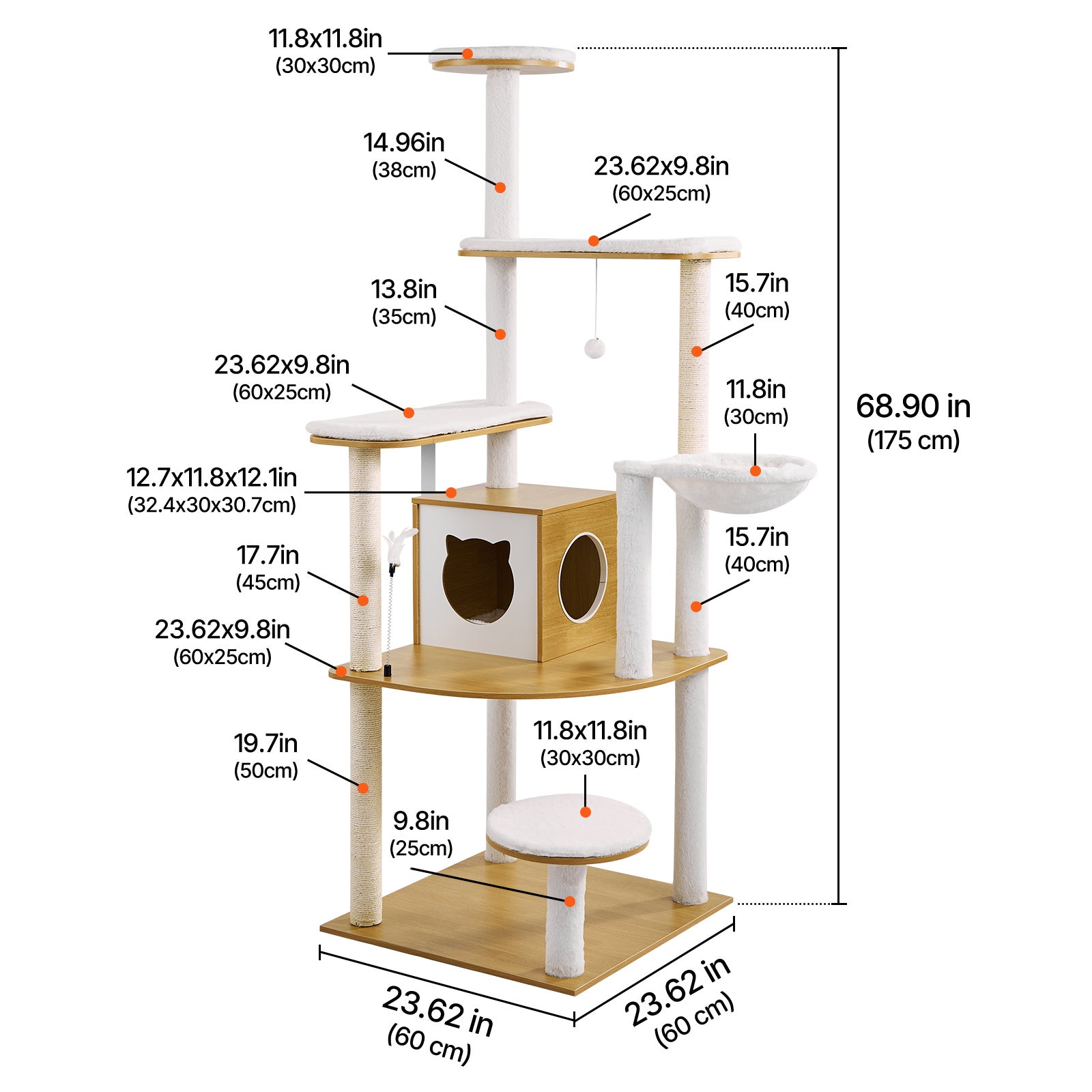 Gran árbol para gatos SucceBuy 68,9