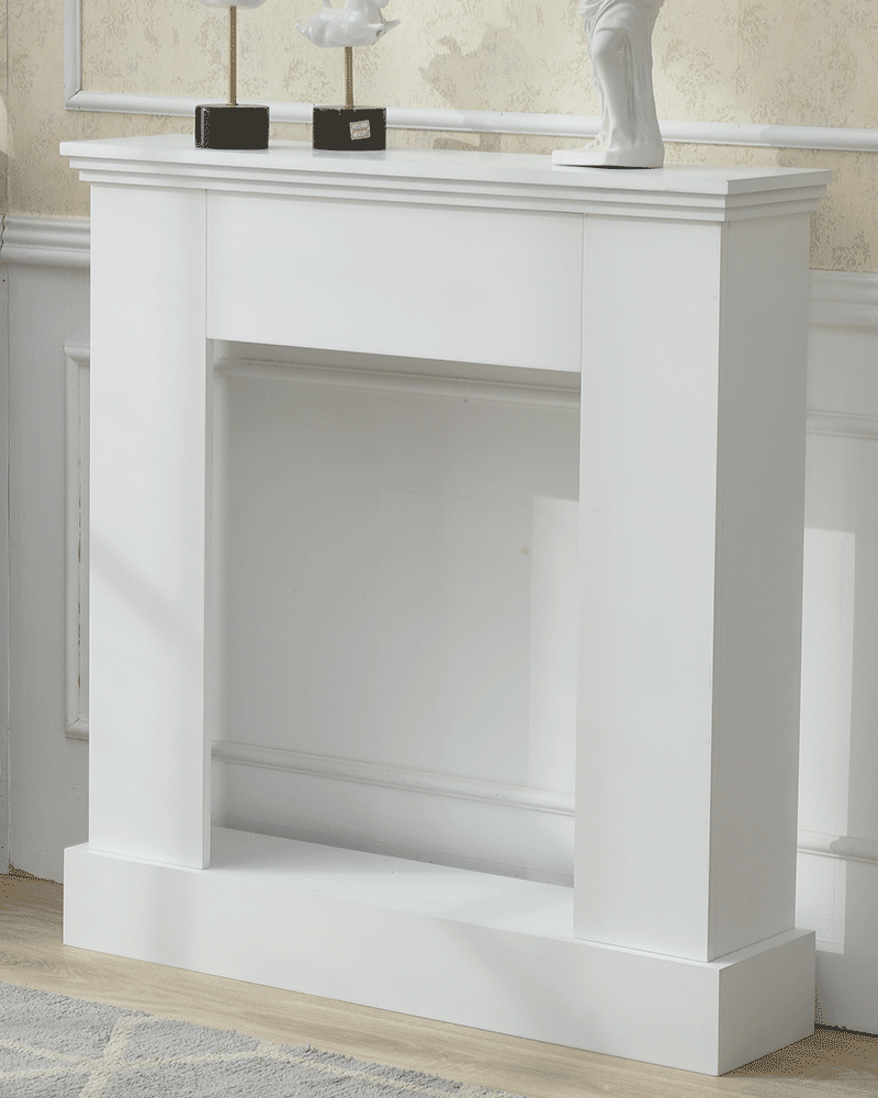 Console Decorativa Camino 107cm Mdf Console Camino Bianco Con Scaffale | Mobile Soggiorno Decorativo Con Archivio Camino Impilabile Bianco MDF