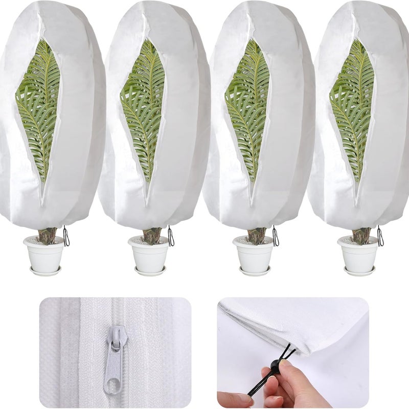 Zestaw 4 pokrowców na rośliny zimowe zapinanych na zamek - 119 cm x 80 cm - ciepłe i odporne na mróz pokrowce