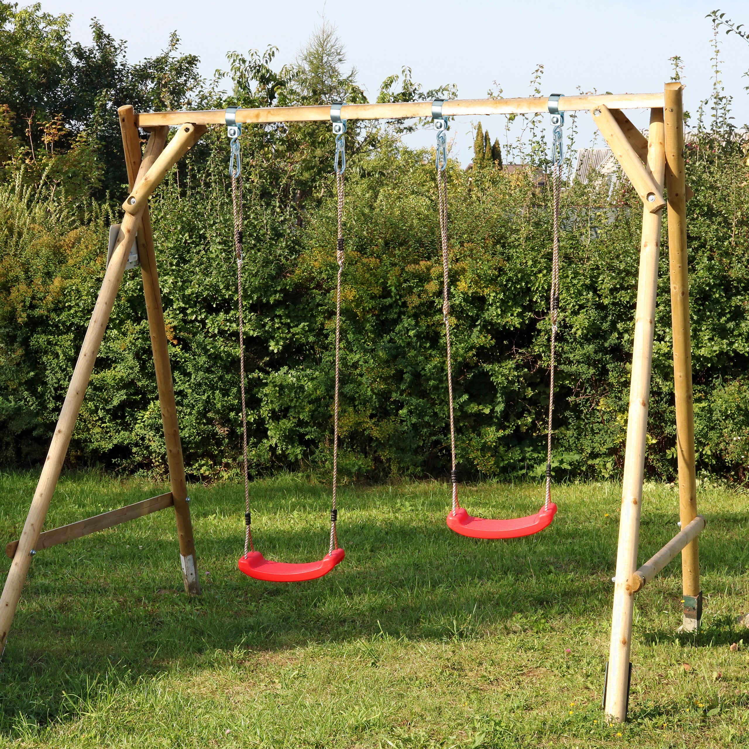 Crochet de balançoire, lot de 2, avec mousqueton, fixation chaise suspendue, 50 mm, fer inoxydable, argenté, Relaxdays - 5