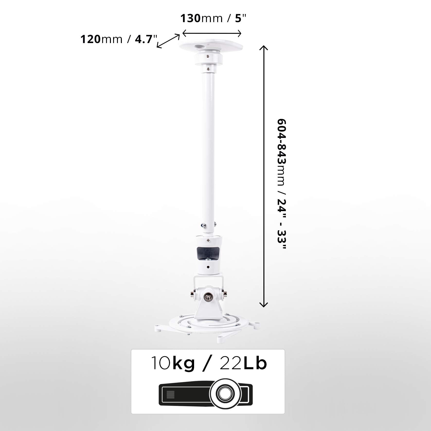 Support pour Vidéoprojecteur Plafond Rotatif 360° Inclinable 180° Pivotable 180° Charge maximale 10kg Duronic PB08XL - 2