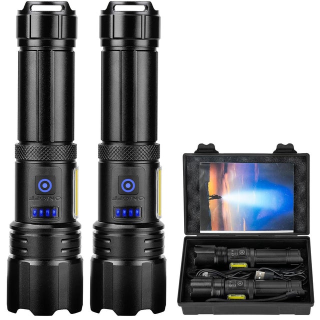 Lampe Torche LED Ultra Puissante, Rechargeable Lampe de Poche Rétractable, Lampe Torche Tactique Puissante,pour Camping,Randonnée et Urgences