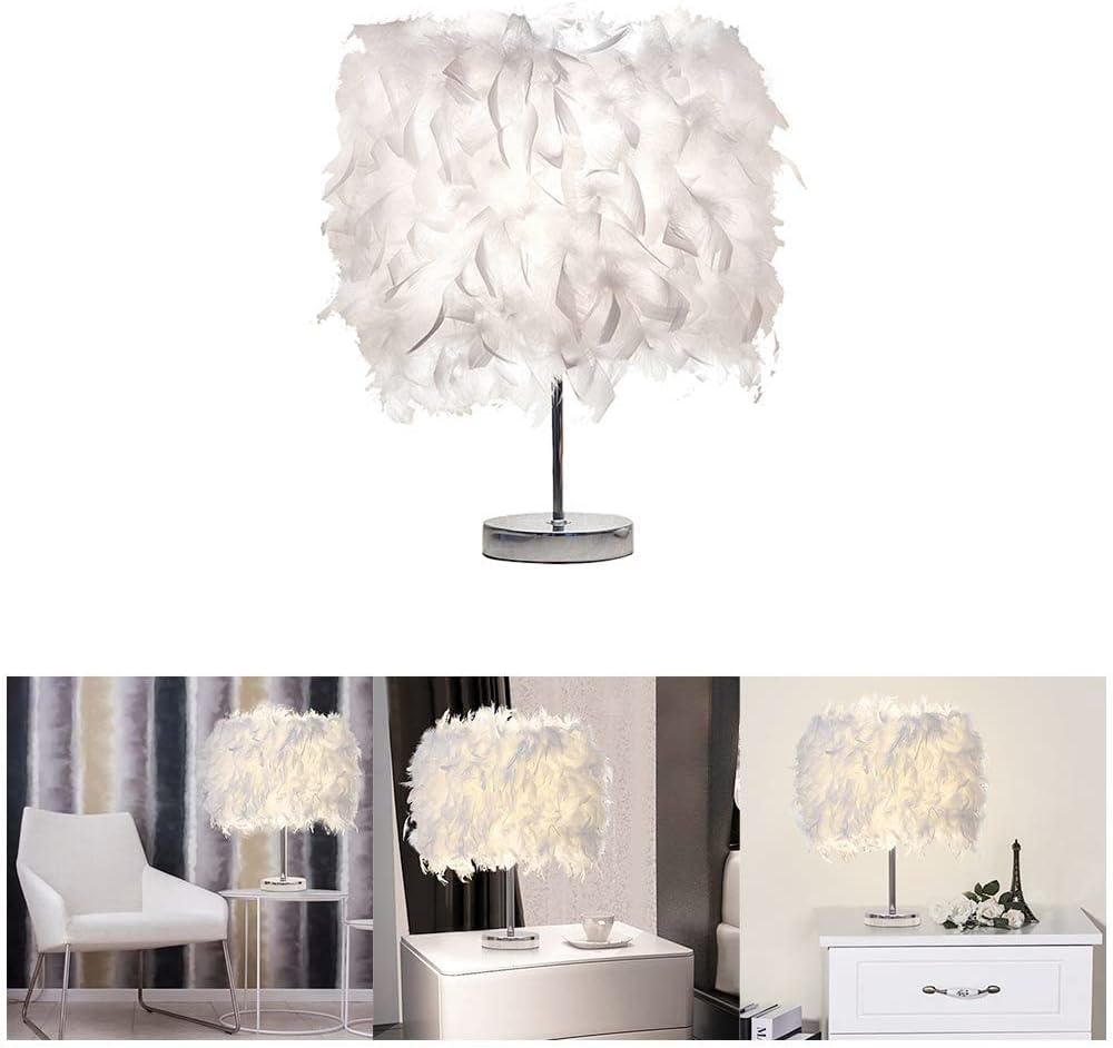 Lampada Da Tavolo Con Piume Bianche A Forma Di Cuore - Lampada Da Comodino Nuvola Con Base In Metallo E Lampadina LED E27 Inclusa - Decorazione Romantica Per Camera Da Letto, Regalo San Valentino - 4