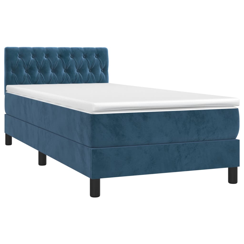 Lit à sommier tapissier avec matelas Bleu foncé 100x200 cm - 3