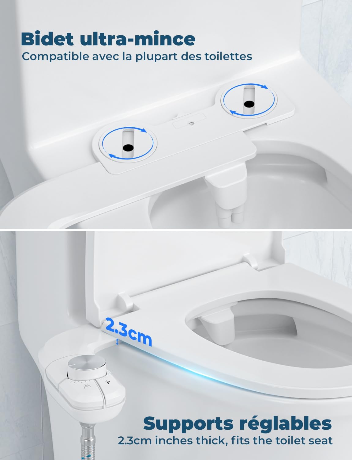 Inodoro japonés con bidet, sin electricidad, con dos boquillas retráctiles, fácil de instalar, autolimpiante, con presión de agua regulable. - 3