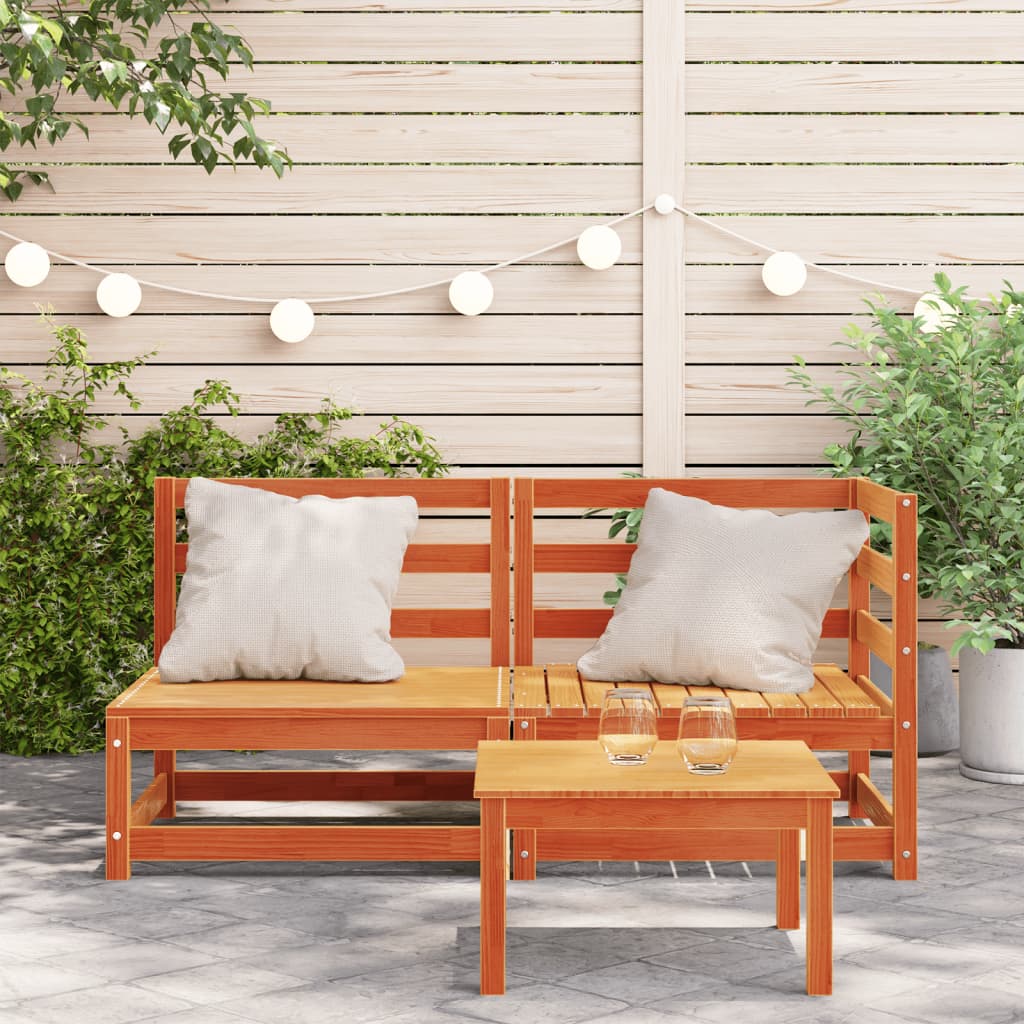 Maison Exclusive - Canapé de jardin 2 places cire marron bois pin massif - 3