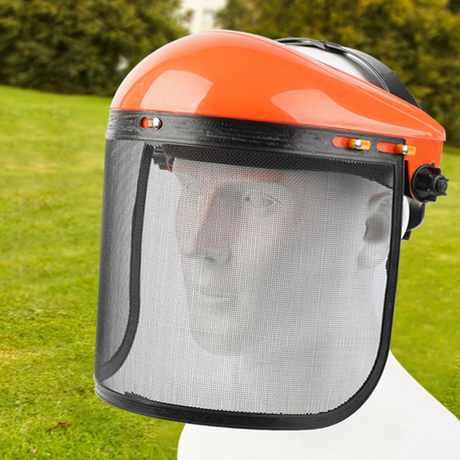 Casque forestier jaune robuste avec visière de protection, pour tronçonneuse et bûcheronnage.Orange - 4