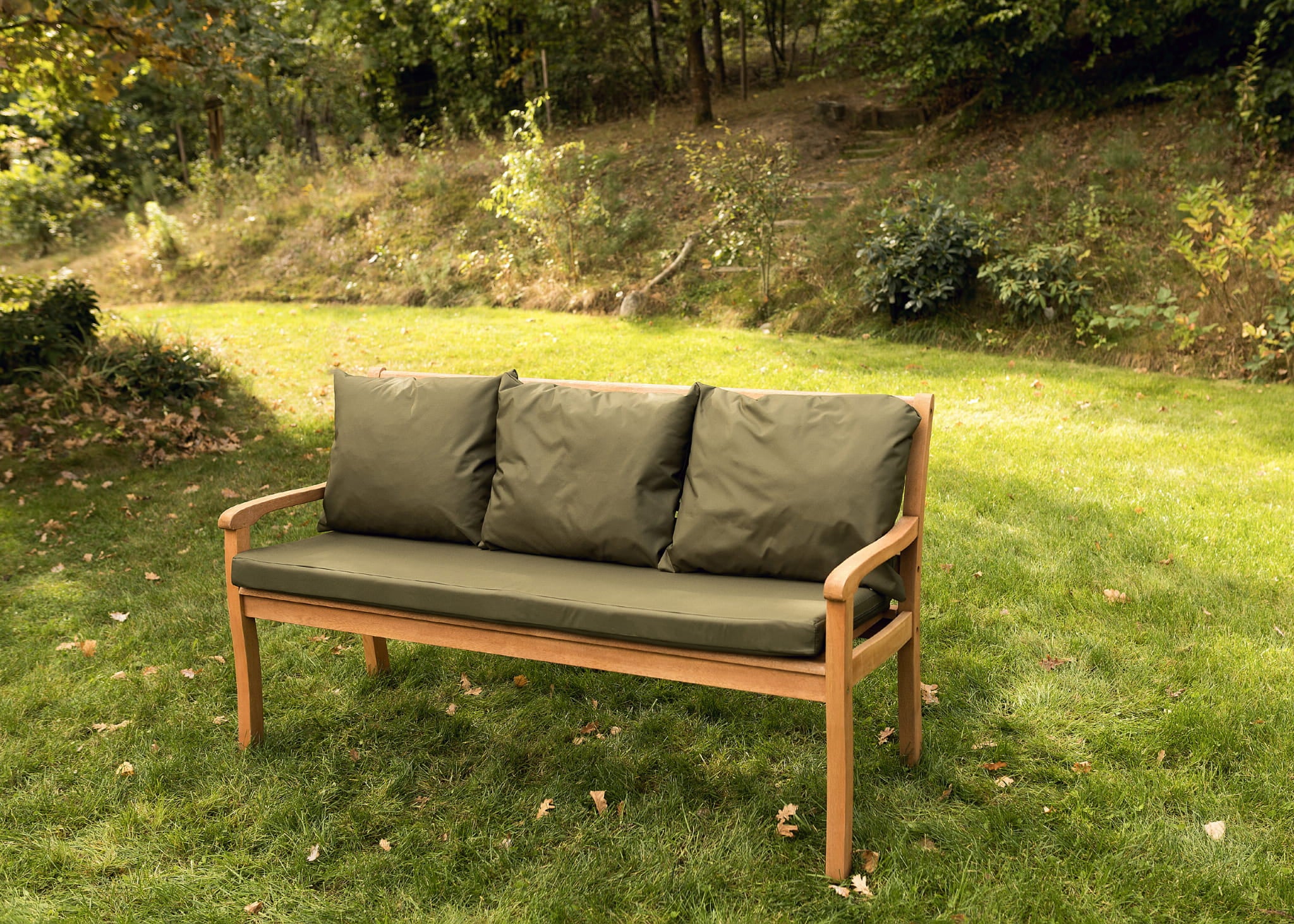 Coussins pour banc 150x50x7/3x50x56cm, mcoussins pour Banquette jardin Vert, Coussin extérieur/intérieur, Coussins 3places pour balancelle - 2