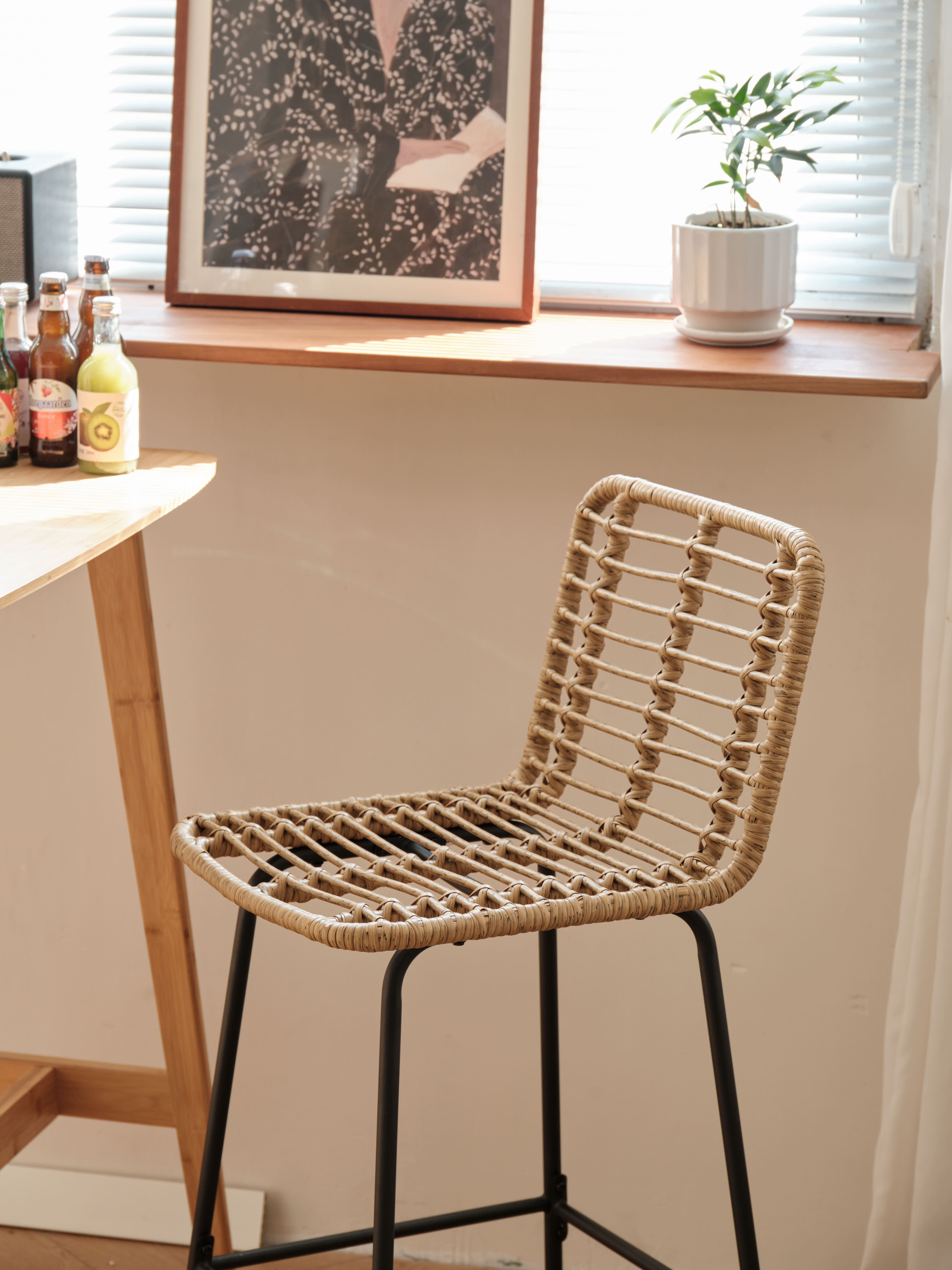 Set 2 taburetes en acero y ratan marrone - 3