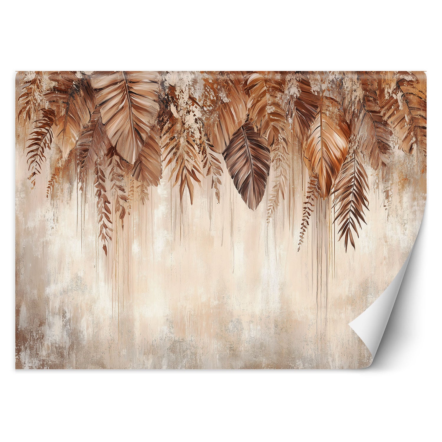 Fototapeta, Wiszące beżowo brązowe liście natura boho 250x175