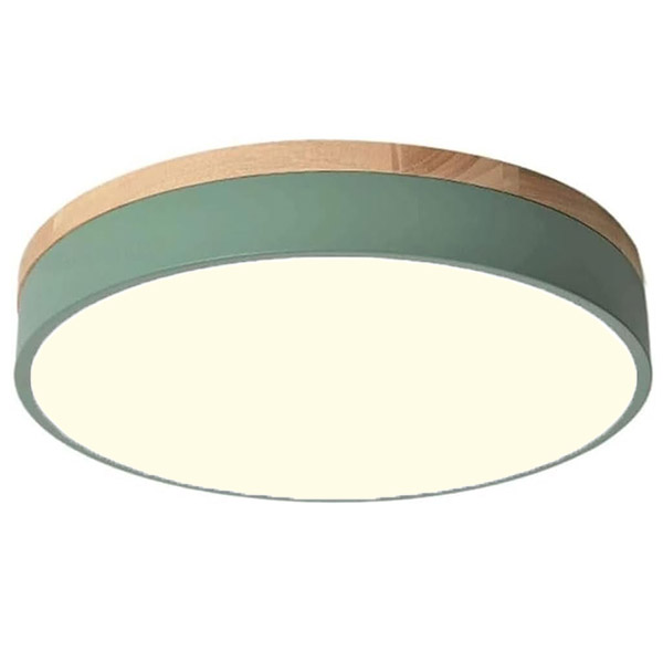 Lámpara de techo led verde, lámpara de techo redonda moderna, lámpara para balcón, dormitorio, lámpara de techo de pasillo, 30 cm, 24 w (luz cálida)