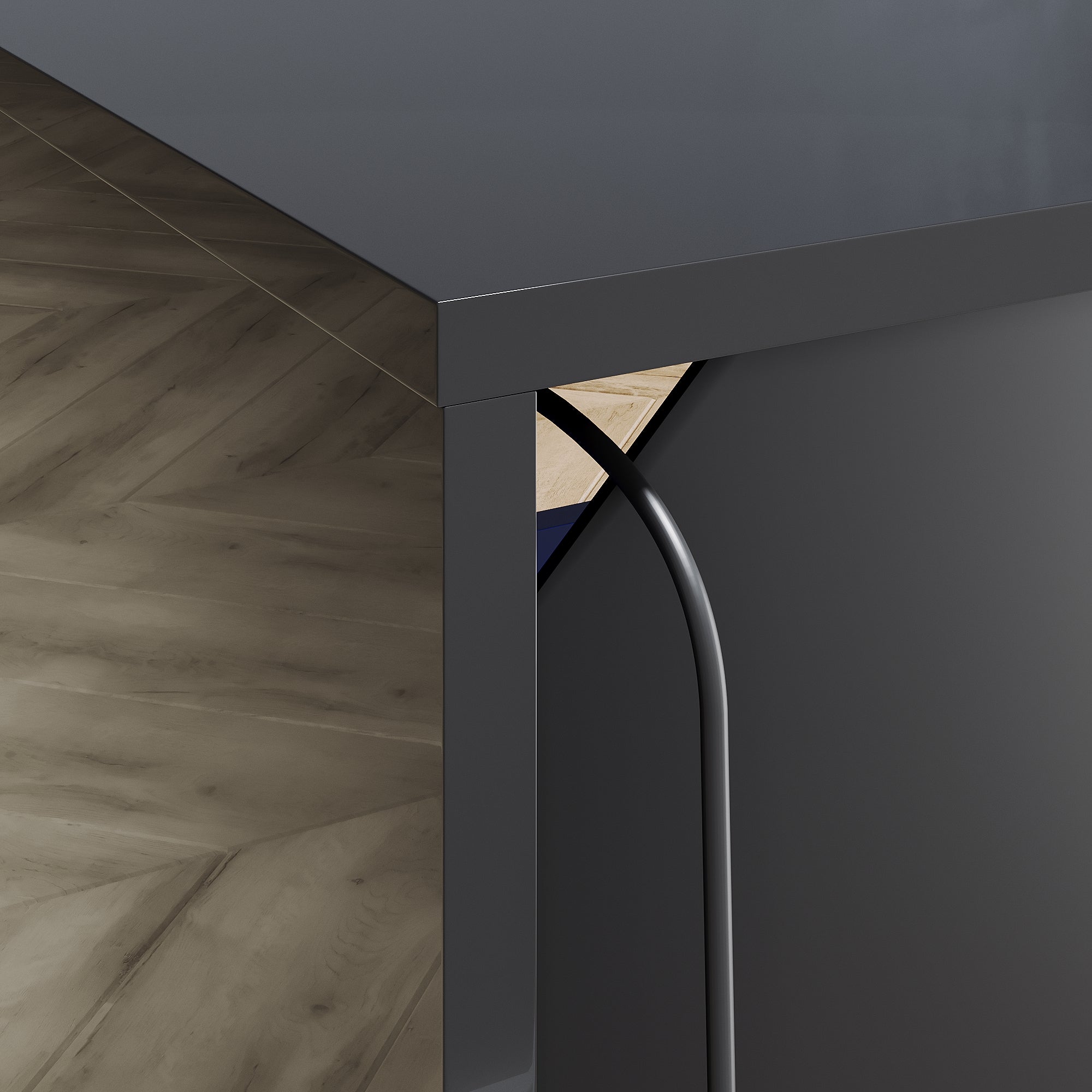 SIRHONA Meuble TV LED Moderne Sans Tirette + Double Porte + Noir + 180cm - 7