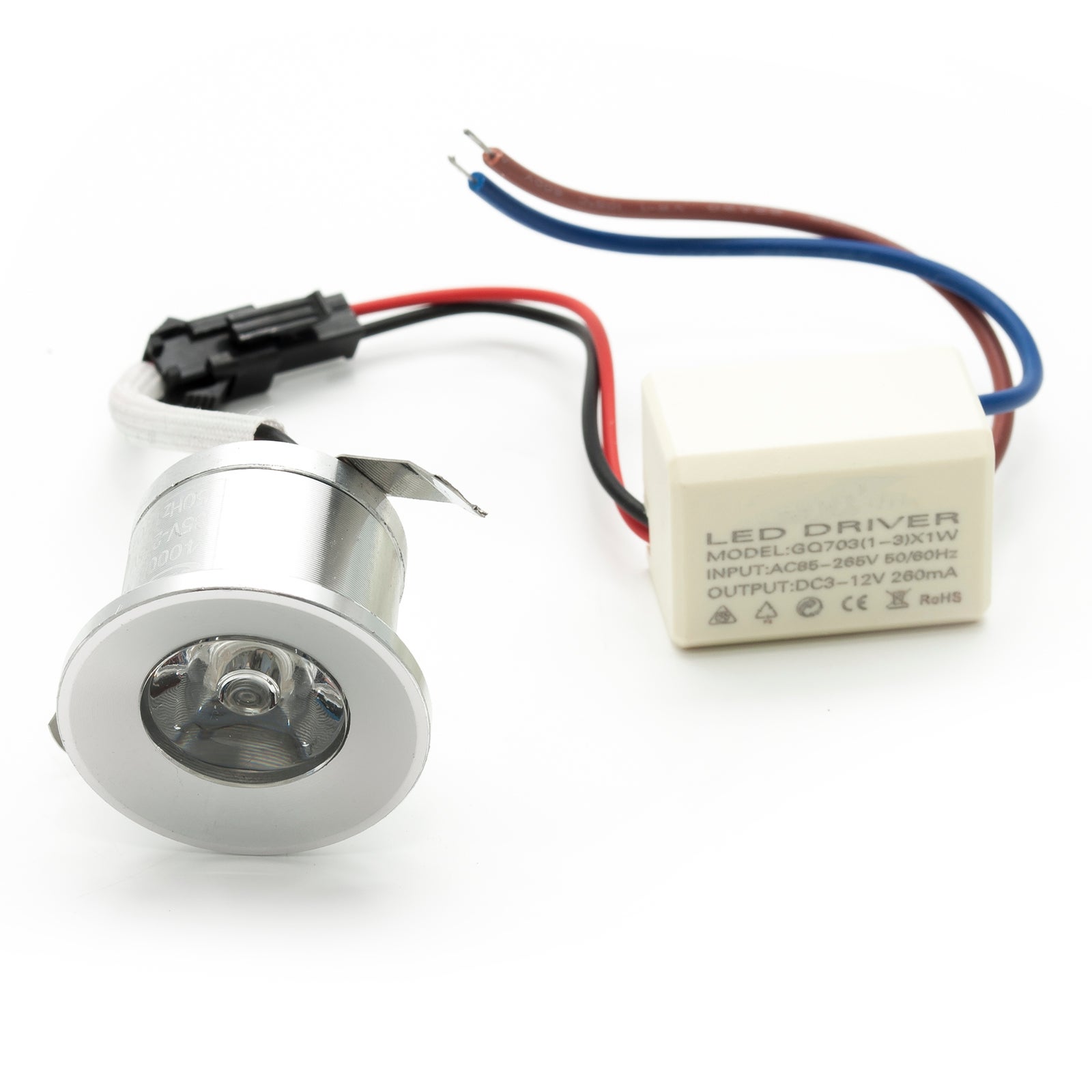 Mini spot LED encastré pour escalier 1W 220V IP20 trou 25 30mm COULEUR ARGENT BLEU LUMIÈRE - 2