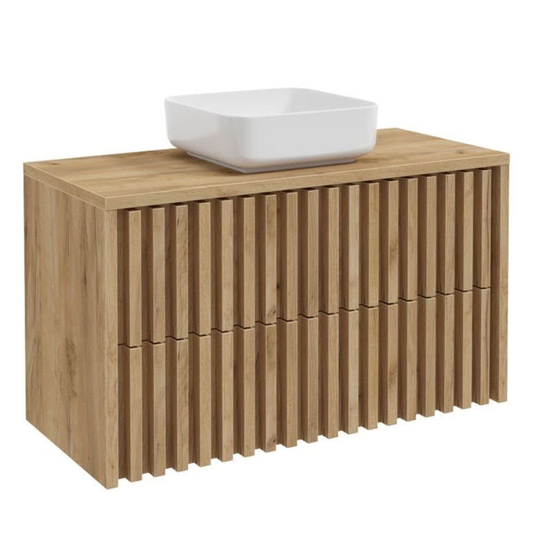 Meuble de salle de bain avec sa plaque de recouvrement, SAT Delano, 100x56x46 cm chêne mat (DELANO100ZDDE) - 4