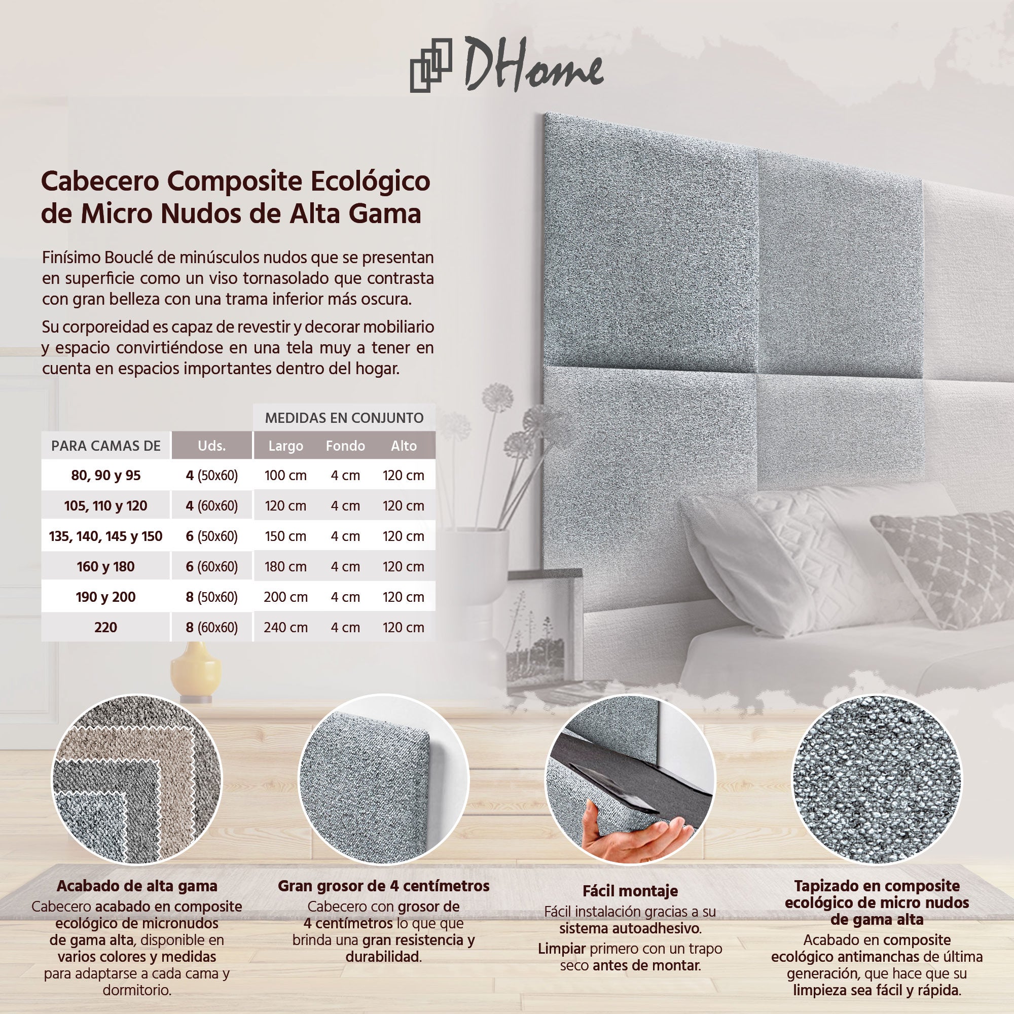 DHOME Testiera Imbottita In Tessuto AQUALINE Antimacchia – Colore Salmone, Larghezza 150cm Con Gambe In Pino (per Letti 150/160cm), Spessore 4cm, Trattamento Antiacaro