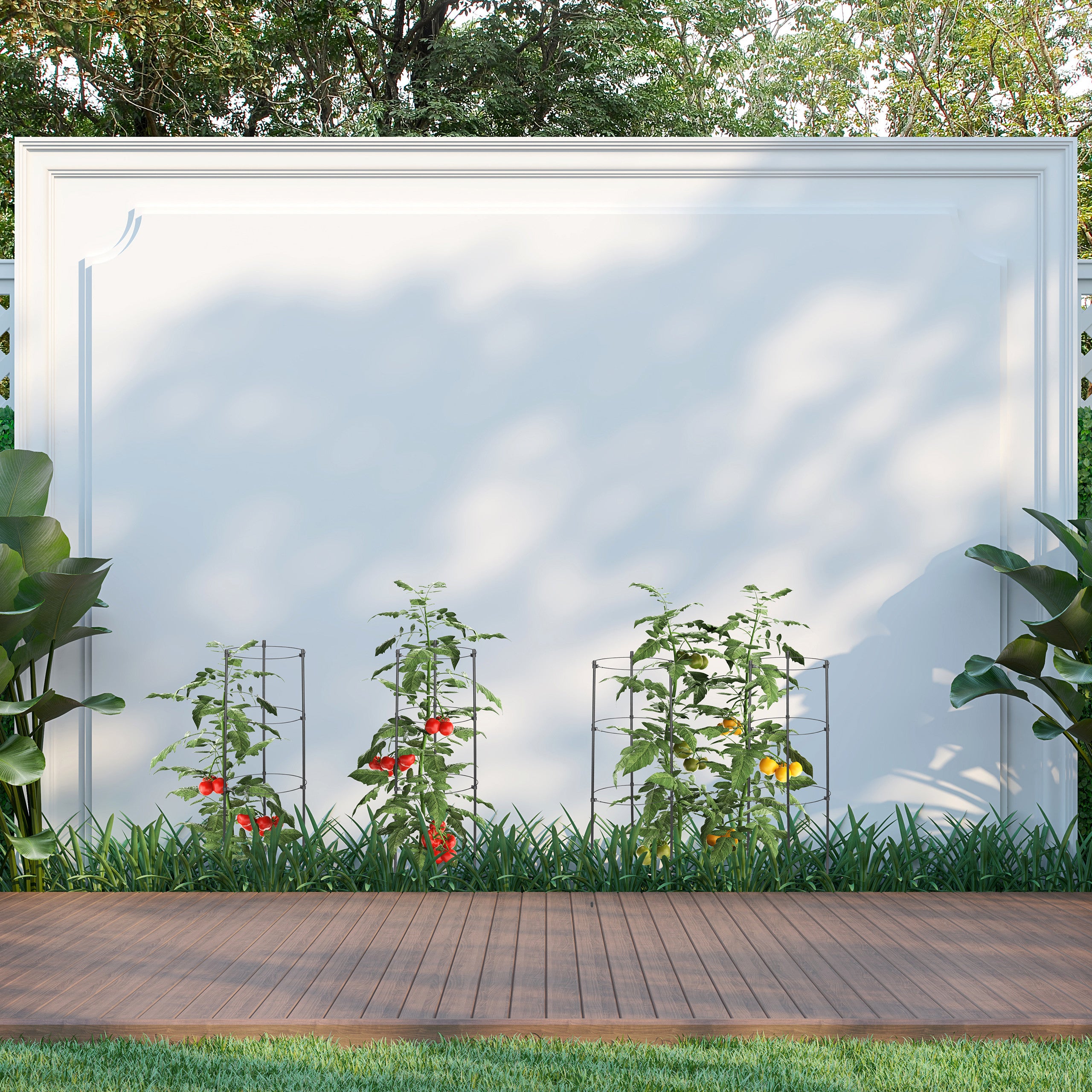 Relaxdays Tuteur à Tomates, En Lot De 2, En Acier Et Plastique, Anneaux Réglables En Hauteur, HxD : 120 X 20 Cm, Noir