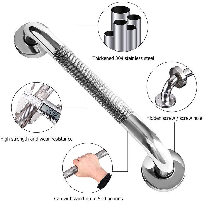 Barre Appui de Salle de Bain 40cm Barre de Maintien WC Antidérapant Poignée de Douche en Acier Inox avec Vis - 2