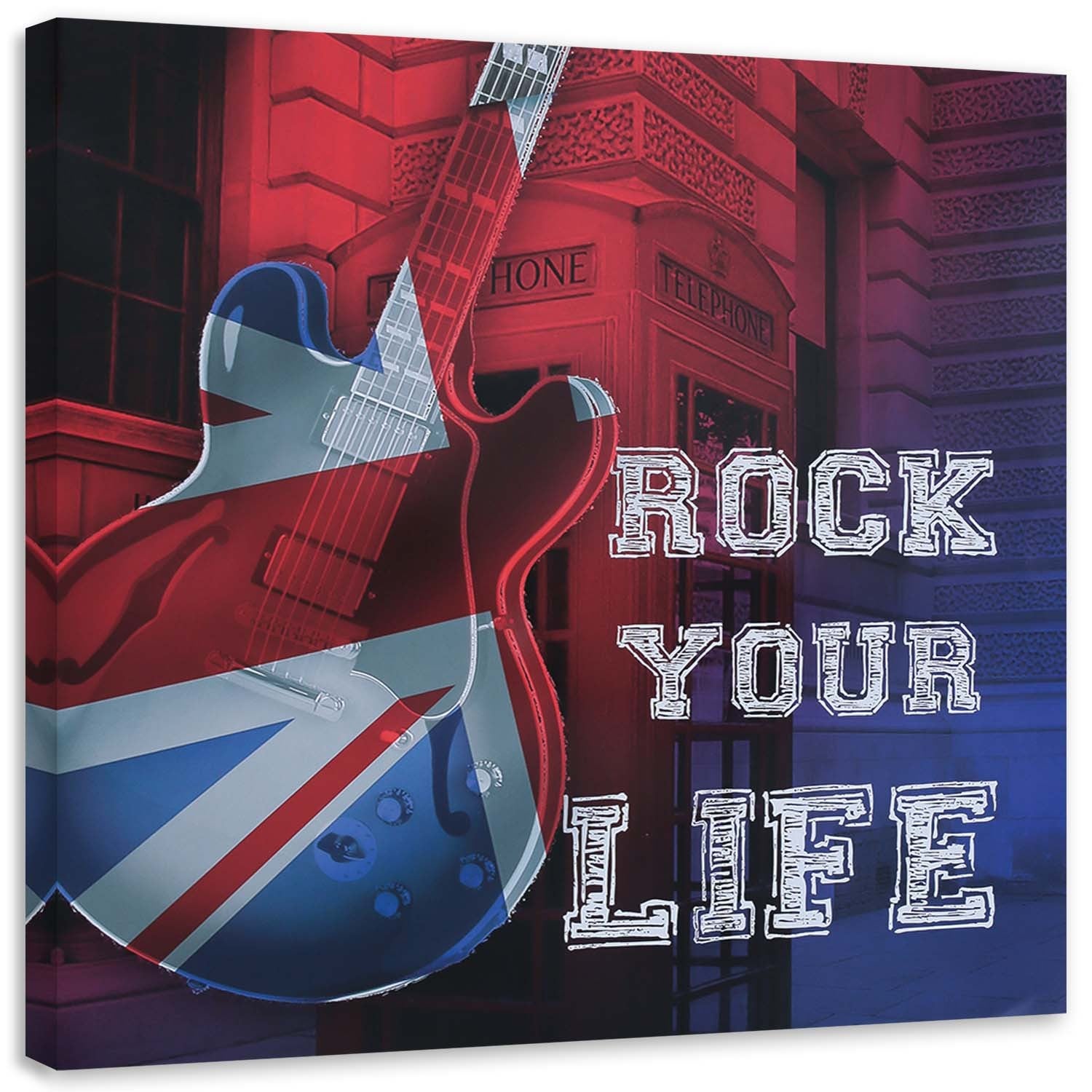 Obraz na płótnie, Gitara z flagą UK 60x60