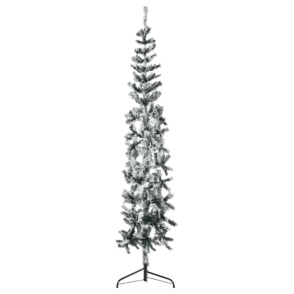 Árvore de Natal artificial meio fina com neve 240 cm - COMFORTXL - 2