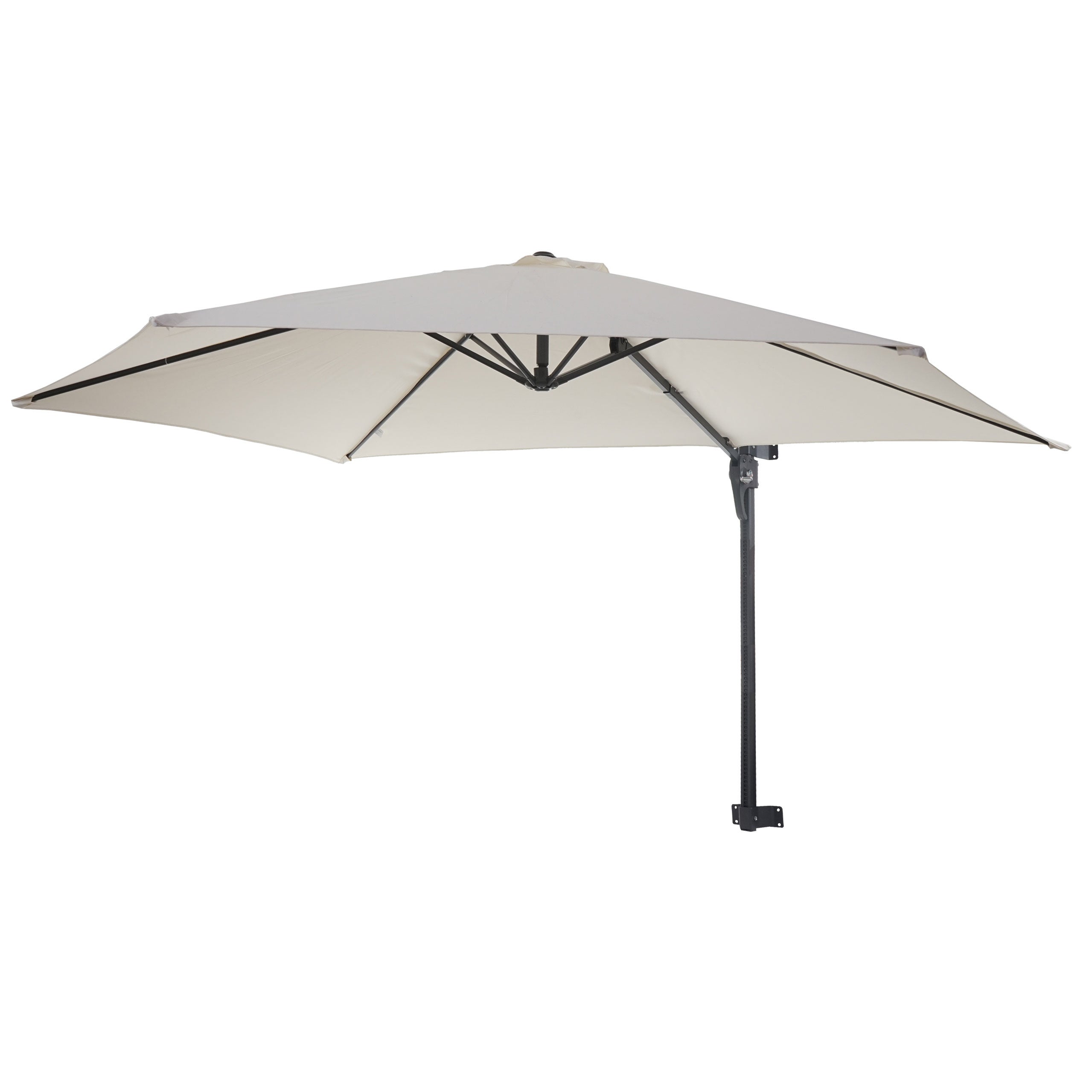 Parasol ścienny Casoria, parasol wiszący, parasol balkonowy, parasol przeciwsłoneczny, 3 m, odchylany, poliester, aluminium/stal 9 kg ~ kremowy