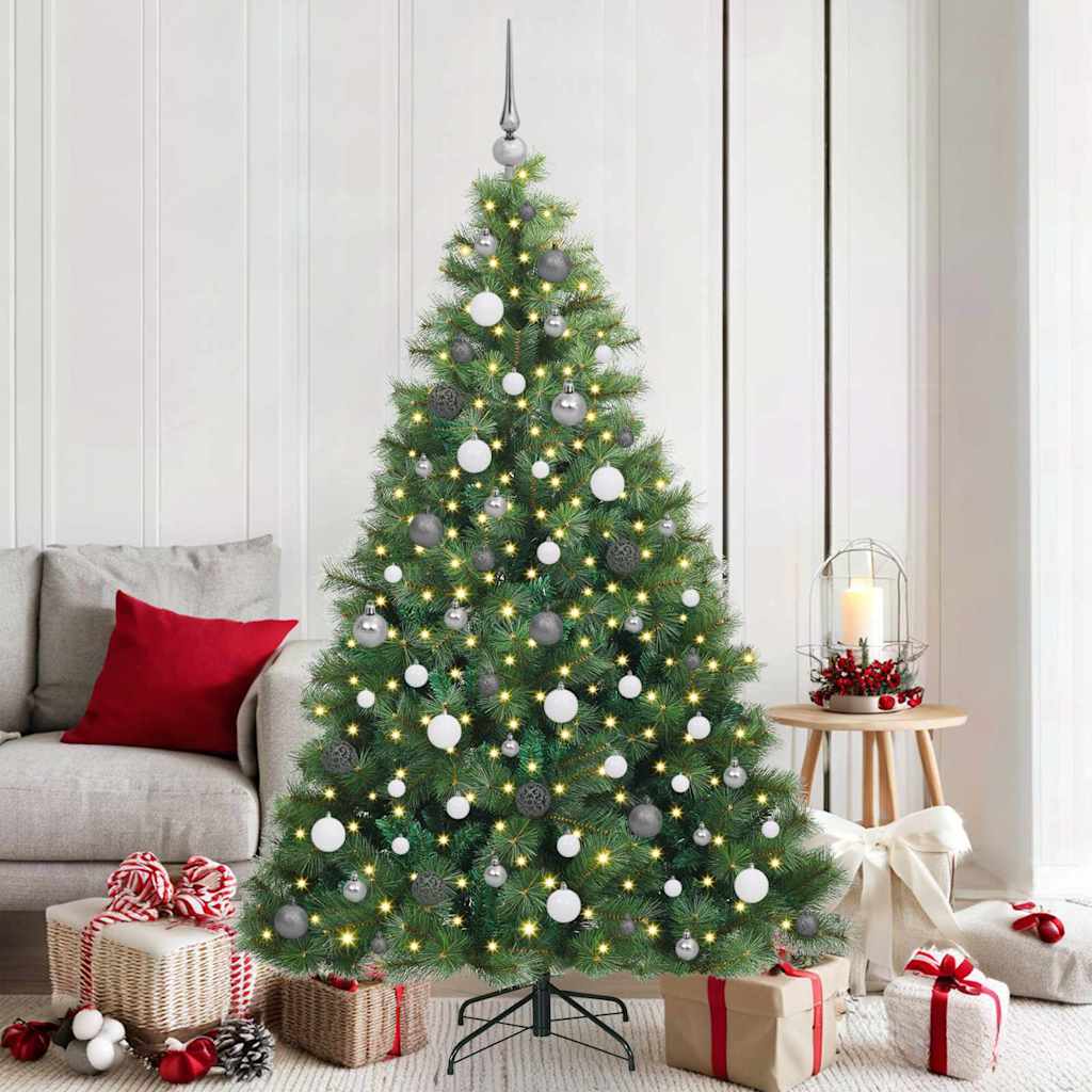 Sztuczna choinka z 300 diodami LED Zielony 180 cm PE i PVC