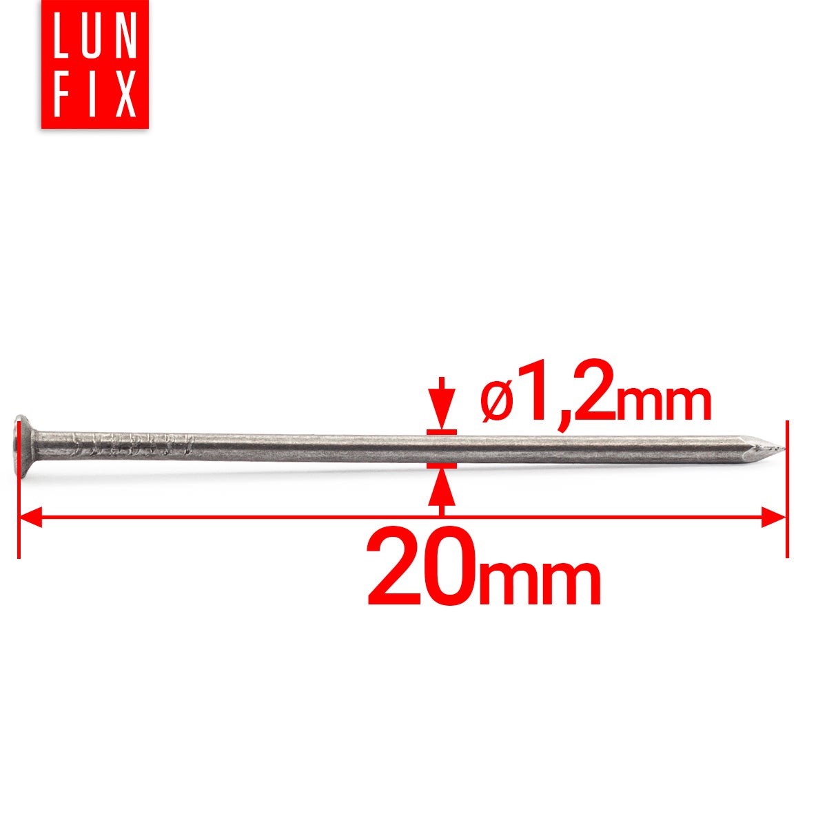Gwoździe budowlane 1,2x20 mm gładkie 1kg ok. 5450szt. - 2