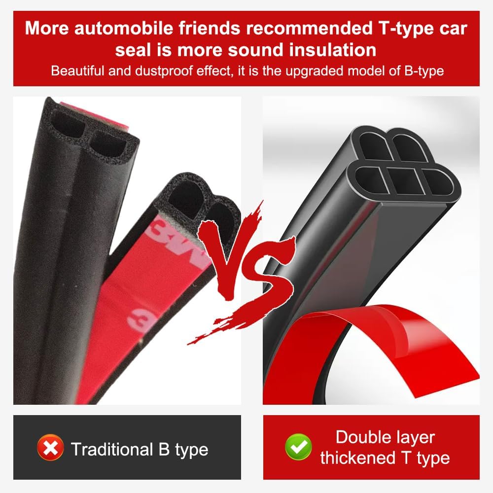 10M Joint de Porte Caoutchouc de Voiture,Double Couche Universelle Joint Porte Auto Entree,Resistente Joint de Porte D'entrée Caoutchouc - 2