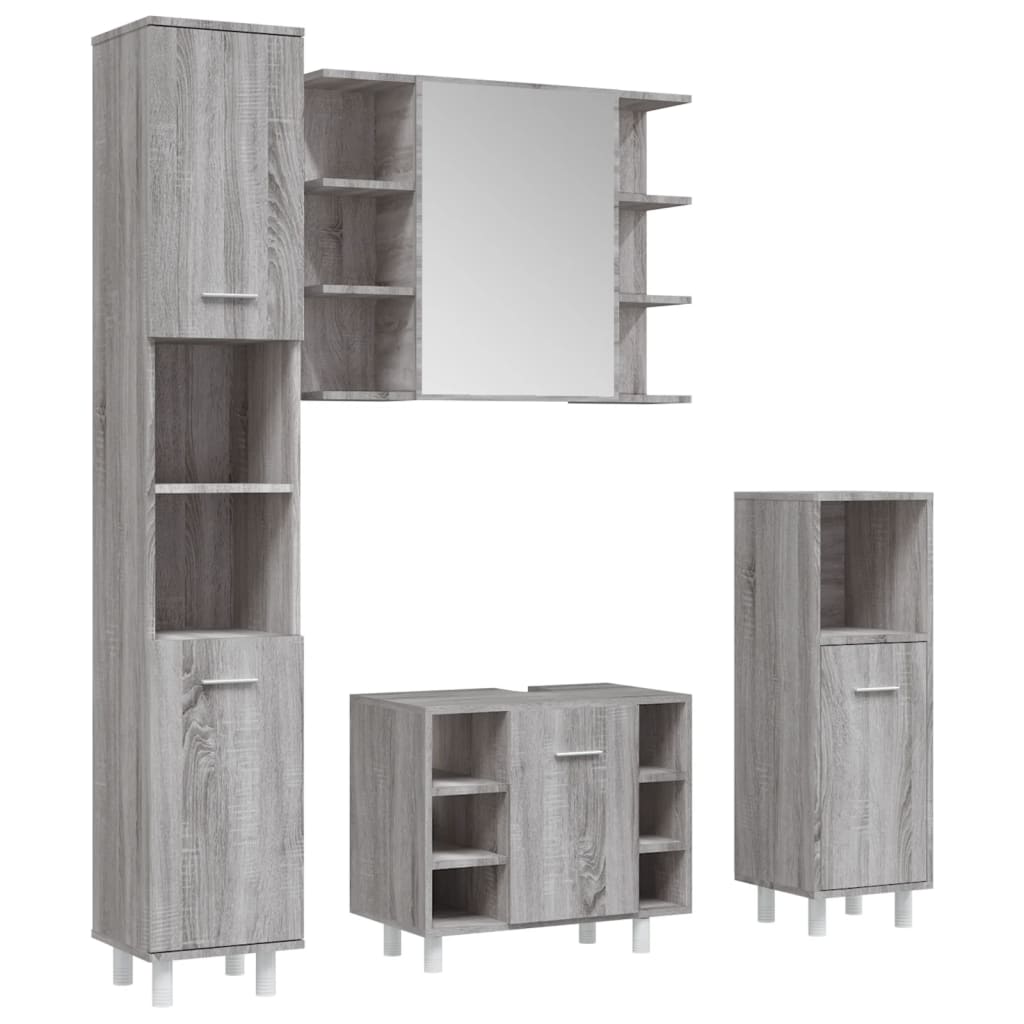 Maison Exclusive - Set Mobili da Bagno 4 pz Grigio Sonoma in Legno Multistrato - 2