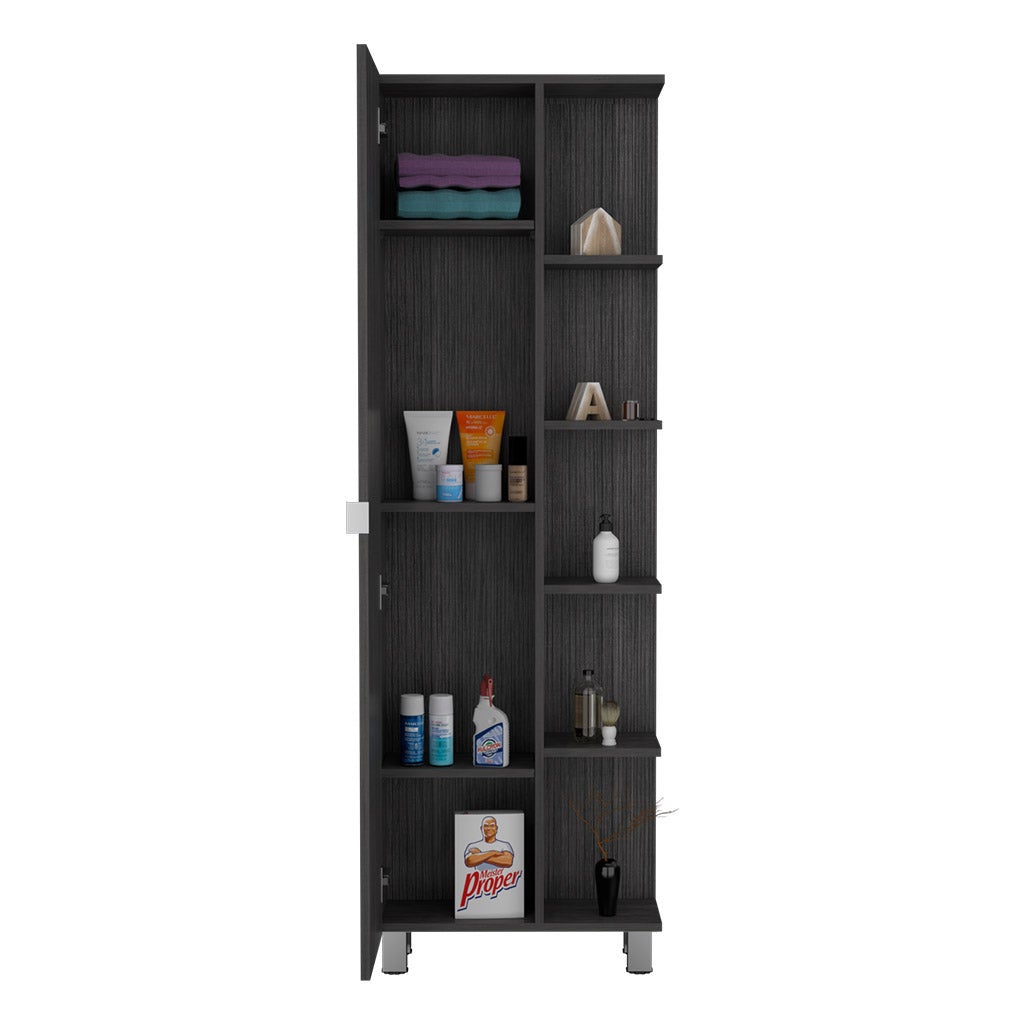 Torre de baño vertical Urano en melamina con 9 estantes , 157.9 cm X 51.18 cm X 21.4 cm , Gris / plata - 6