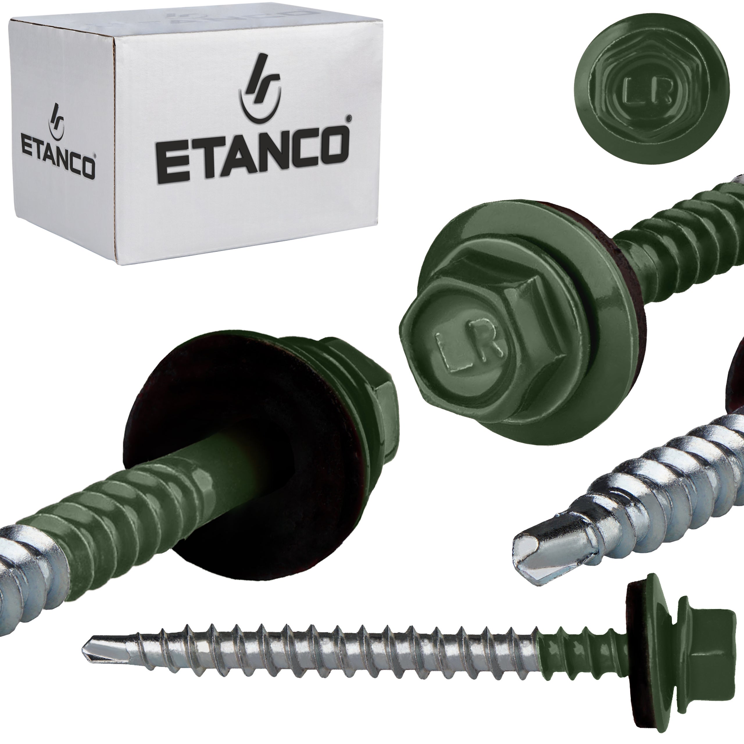 Wkręty farmerskie Etanco GTF2 Z14 4,8x60 mm RAL 6020 samowiercące 100szt