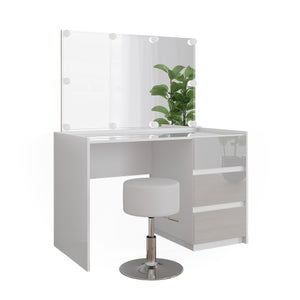 Toeletta Con Luci LED Regolabili - Tavolo Trucco Con Specchio, 4 Cassetti E Presa USB - Foto 5