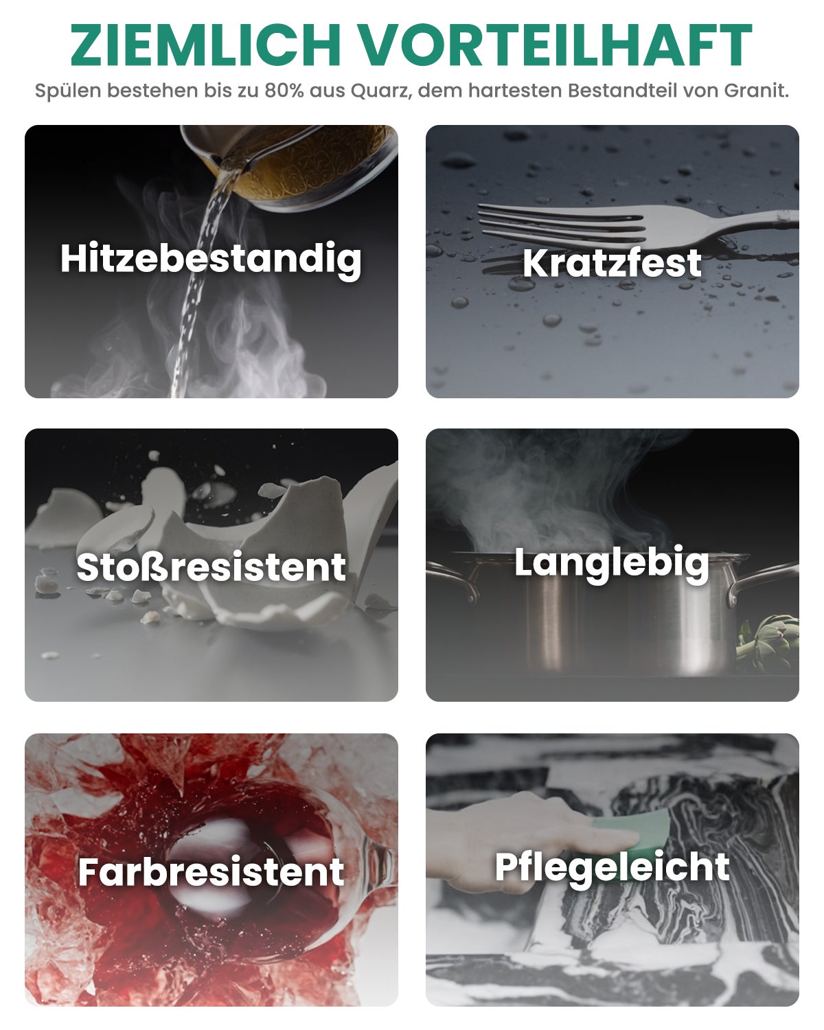 Évier Cuisine en Granit ,Évier à Encastrer 50*45cm ,Évier 1 Bac Noir , Kit de Vidage - 8