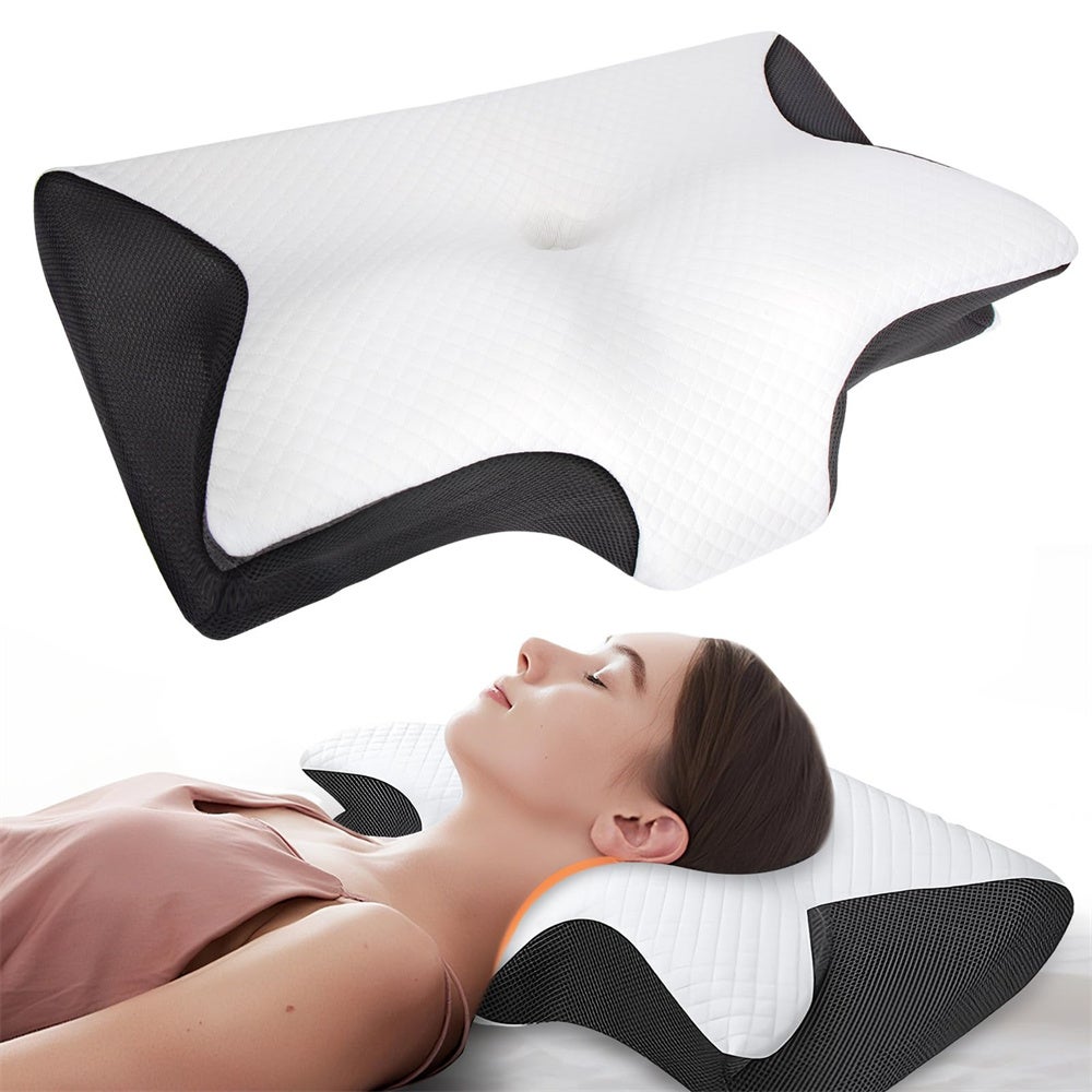 Cuscino Cervicale Ergomomico In Memory Foam Per Dolori A Collo E Spalle – Altezza Regolabile, Con Federa Traspirante, Per Dormire Su Fianco, Schiena O Pancia