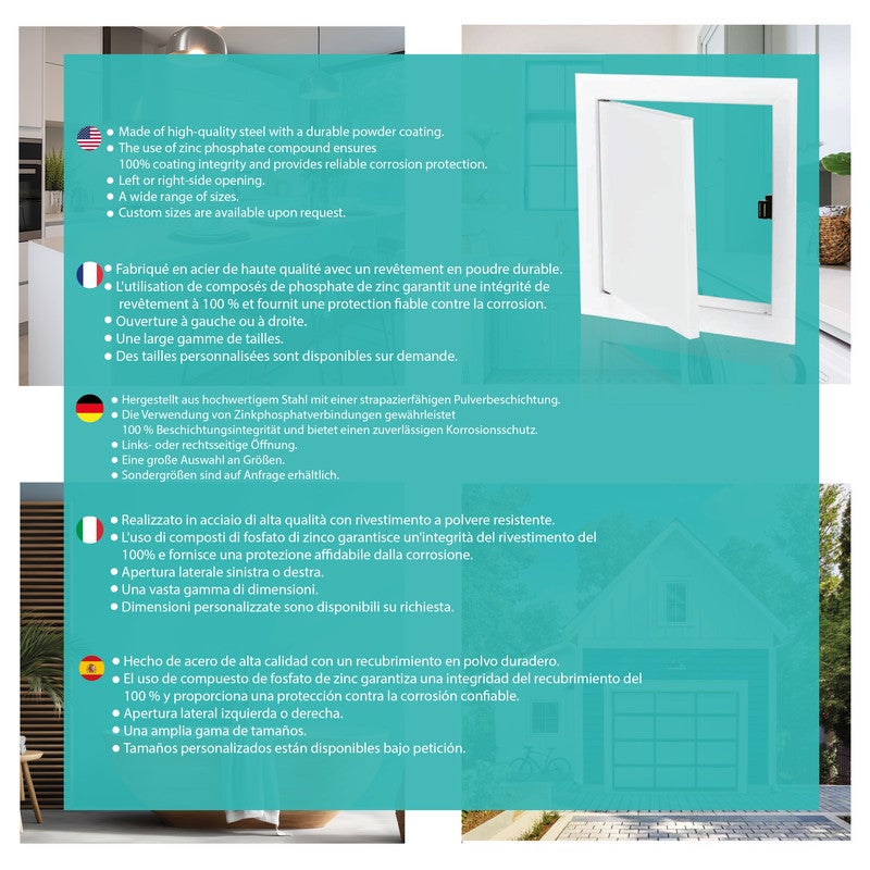 AIROPE Trappe de Visite 300x500 mm Acier, Fermeture Magnétique, Ouverture Gauche/Droite, Panneau d’Accès pour Eau, Mur, Baignoire, Fusibles, Fils - 5