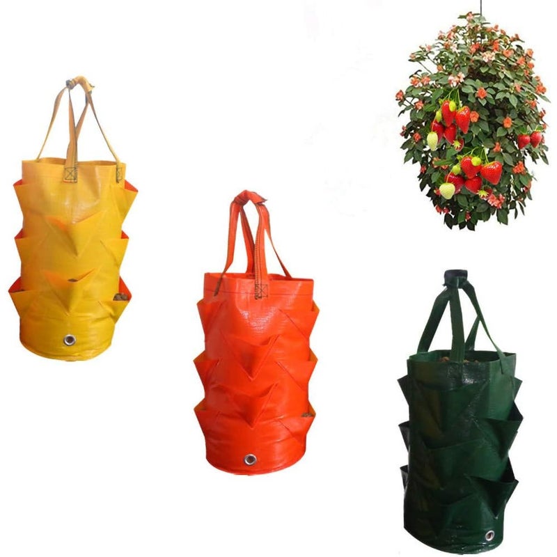 (Zielony) 3 galony i 10 folii plastikowych, 1 opakowanie wiszących worków uprawowych, worki do uprawy truskawek, wiszący kosz na rośliny kwitnące