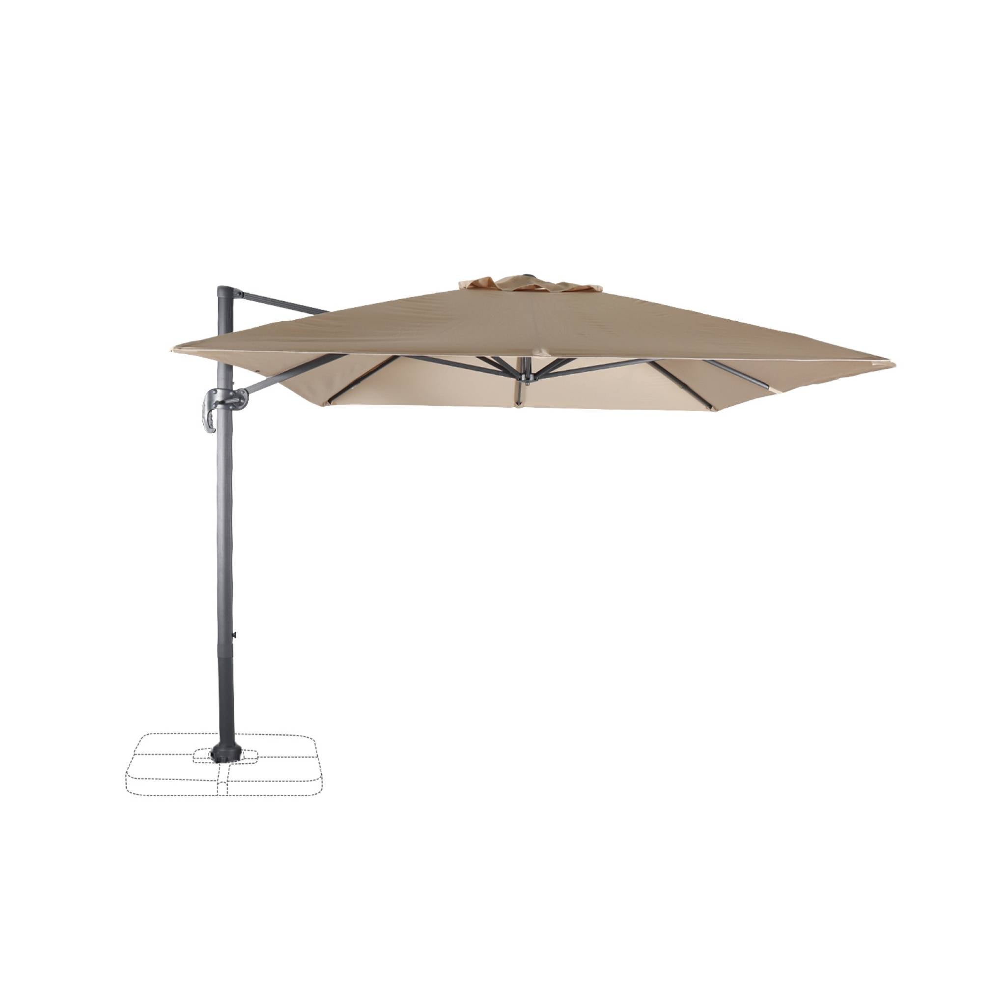 Parasol déporté rectangulaire 3x4m - Wimereux- Beige - Parasol excentré inclinable et rotatif à 360°. - 4