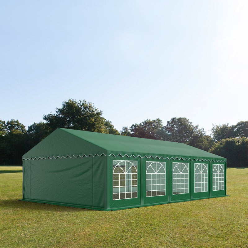 TOOLPORT namiot imprezowy festynowy 5x10 m pawilon ogrodowy, plandeka PVC 700 N, ciemnozielony, wodoodporny