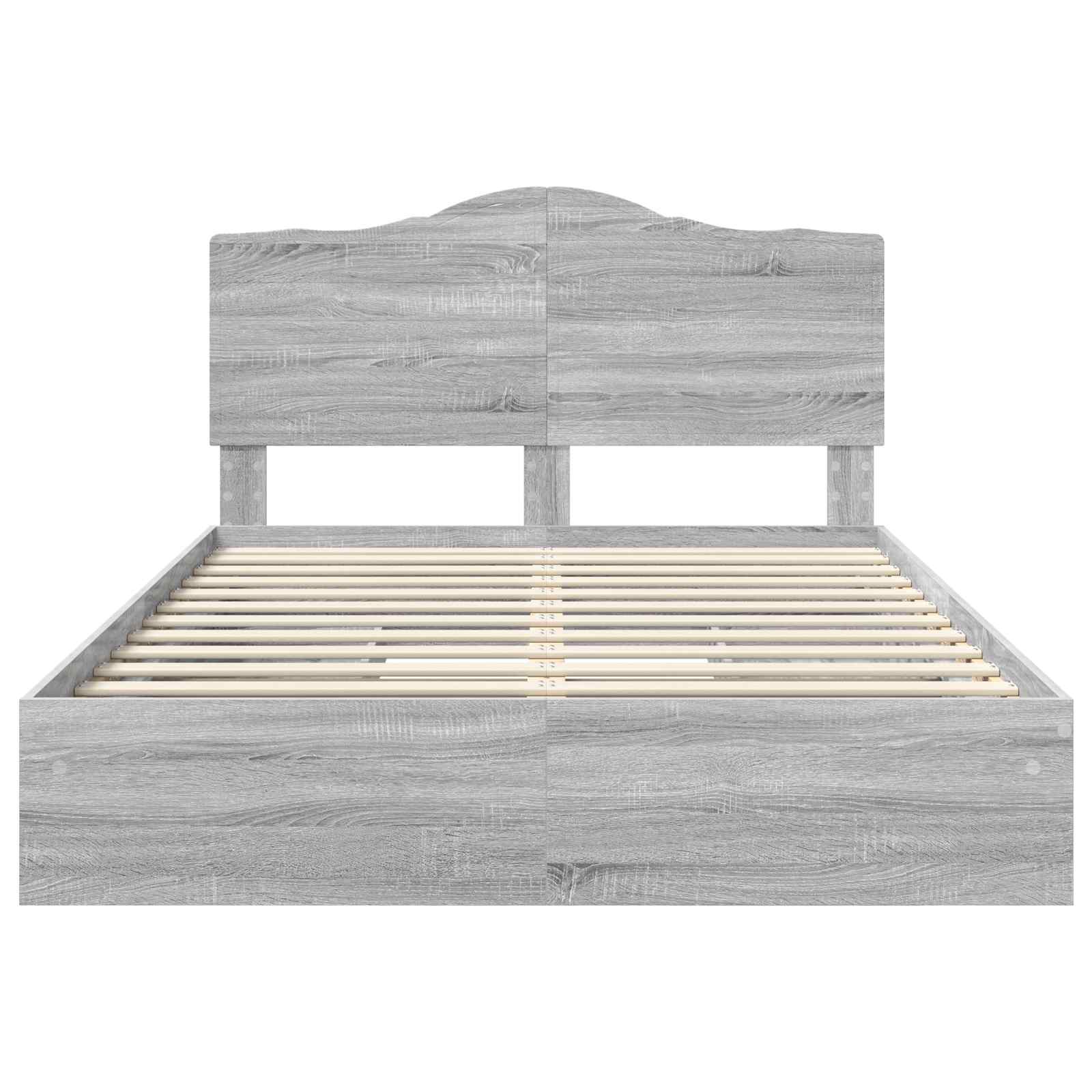 Lit de rangement gris 140 x 200 cm en panneau de bois - 8