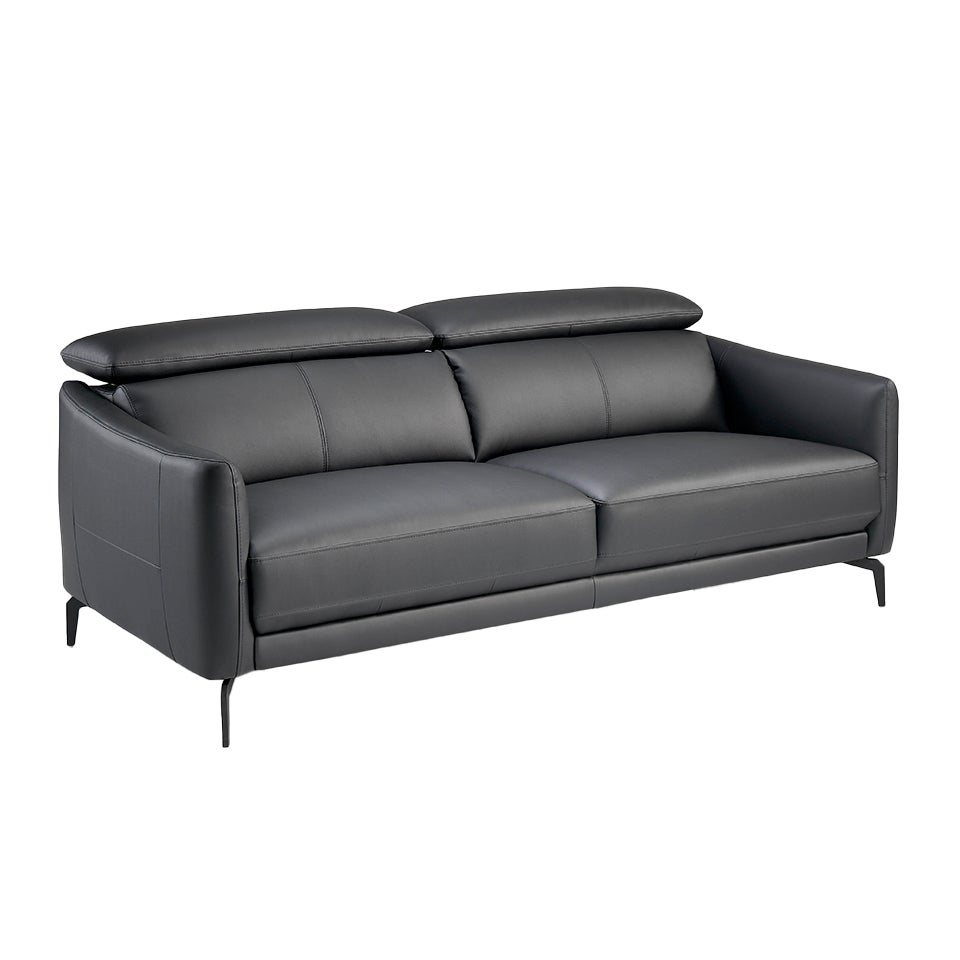 Czarna skórzana sofa 3-osobowa 197 x 100 x 94 cm
