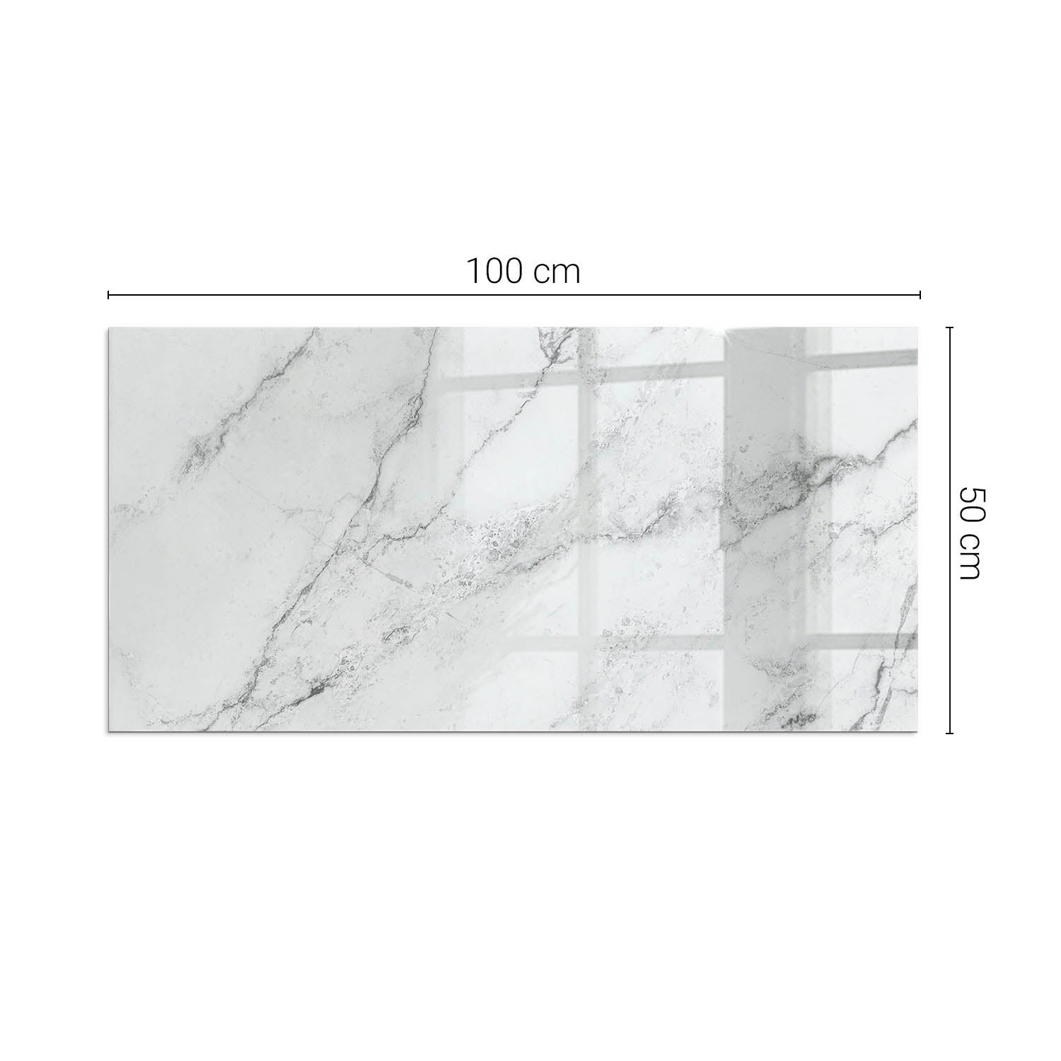 Prostokątna płyta szklana ochronna pod piecyk, kominek - 100x50 cm - Wzór marmurowy z żyłkami - TULUP - 2