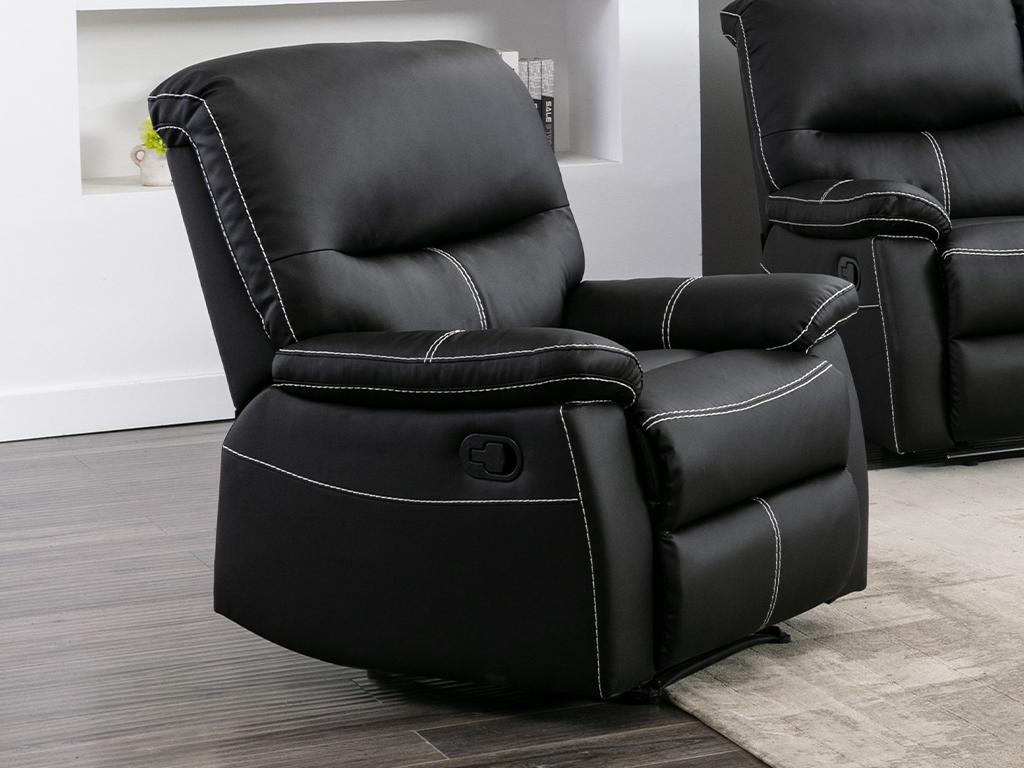 Fotel z funkcją relax z ekoskóry w kolorze czarnym CANBY