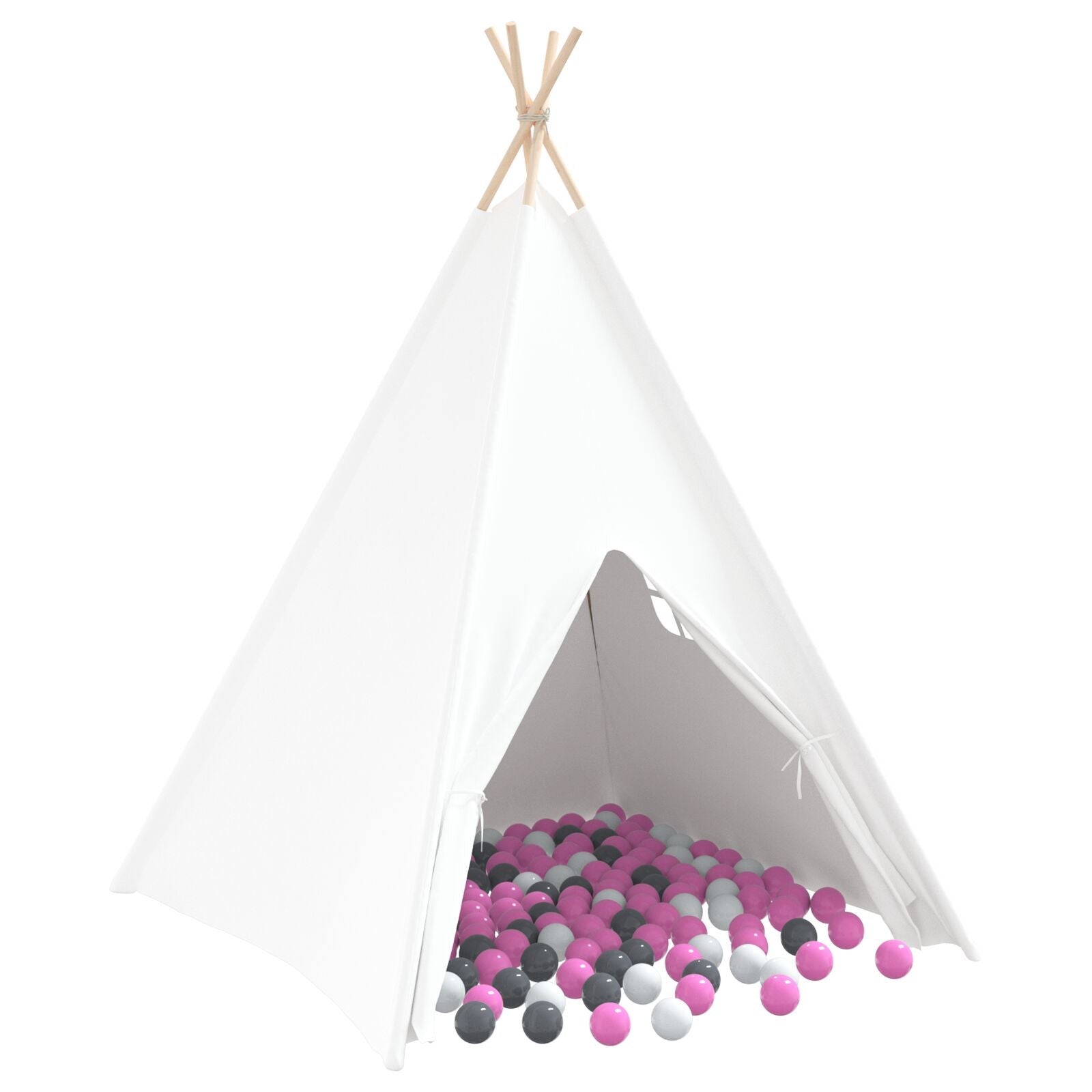 Namiot Teepee Biały 120 x 120 x 150 cm Tkanina i Plastik